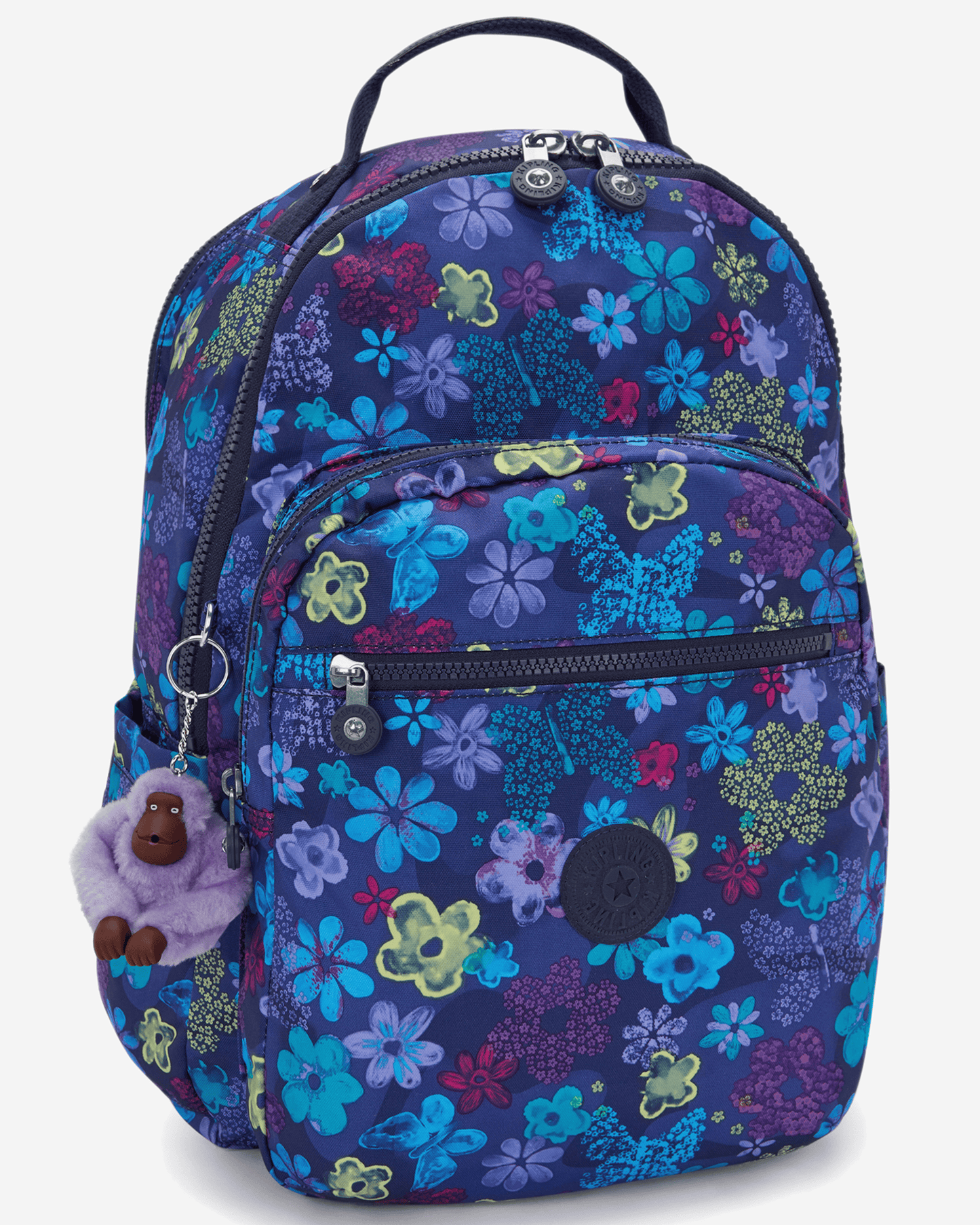 Kipling Seoul College Extra Dark Flwr Stamp Large Backpack with Laptop Compartment I6101-4FM