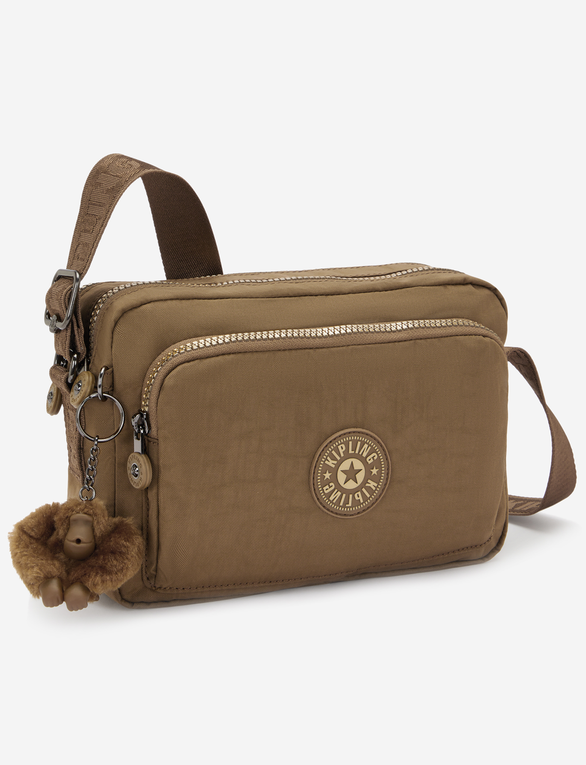 حقيبة كروسبودي متوسطة KIPLING Abanu M Zip بلون كاكي فاتح I5986-1MR