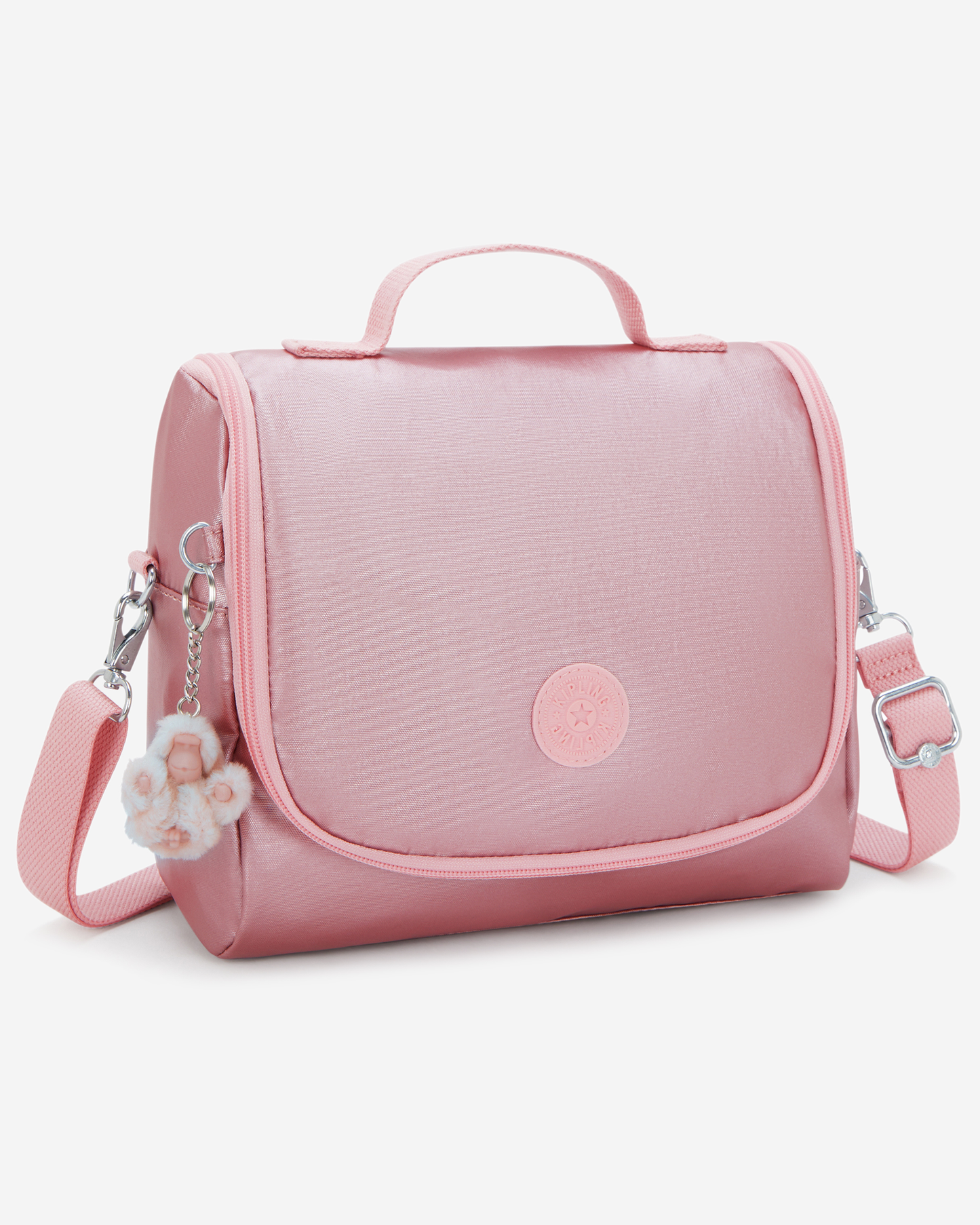 Kipling New Kichirou Bronze Pink Met Large LunchBag with Trolley Sleeve I5356-3MD