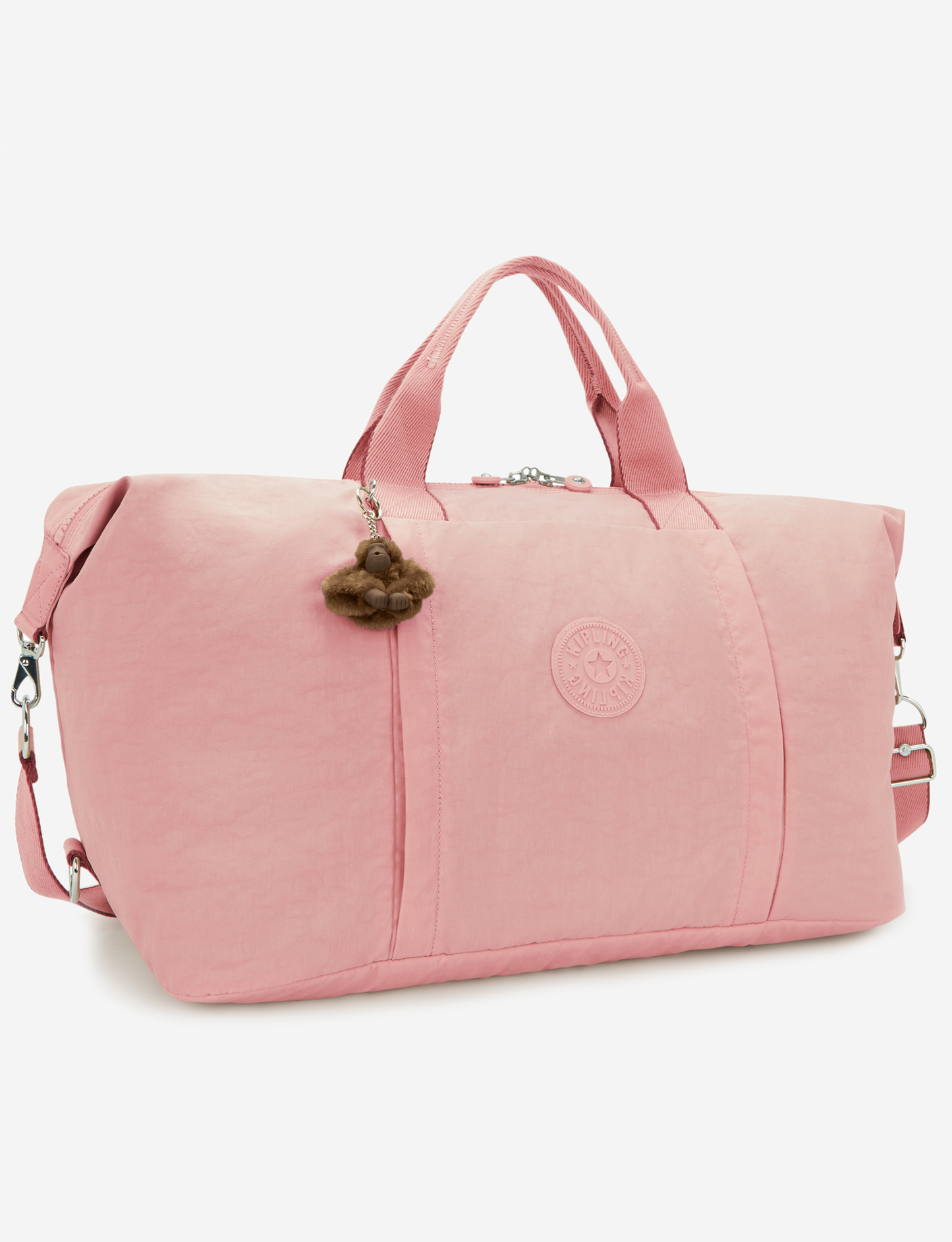 KIPLING Bori Memory Pink Large حقيبة سفر (مع حزام لعربة السفر وحزام كتف قابل للإزالة) I4582-0PN