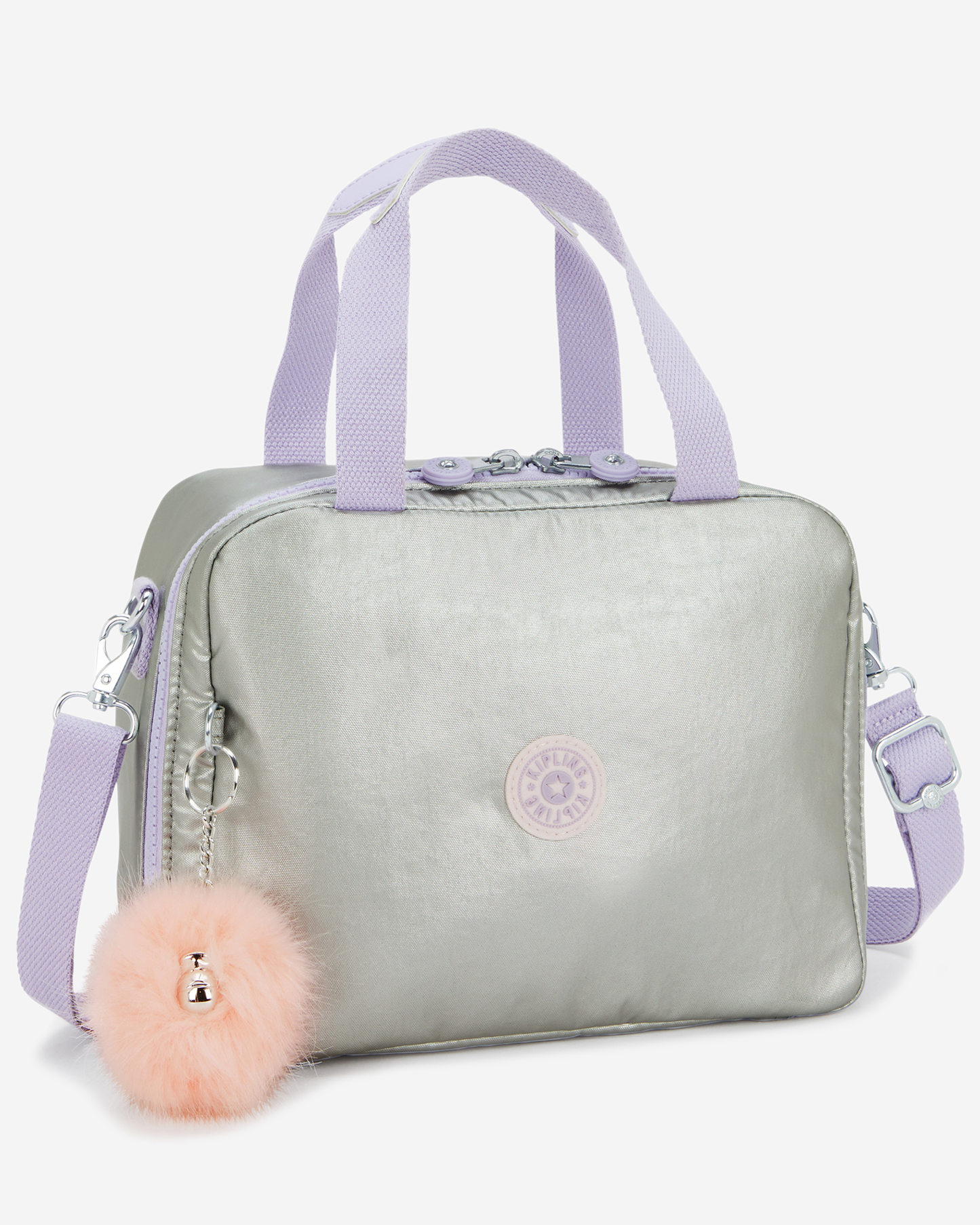 Kipling Miyo Silver Glow Met Large LunchBag with Trolley Sleeve I7363-54M