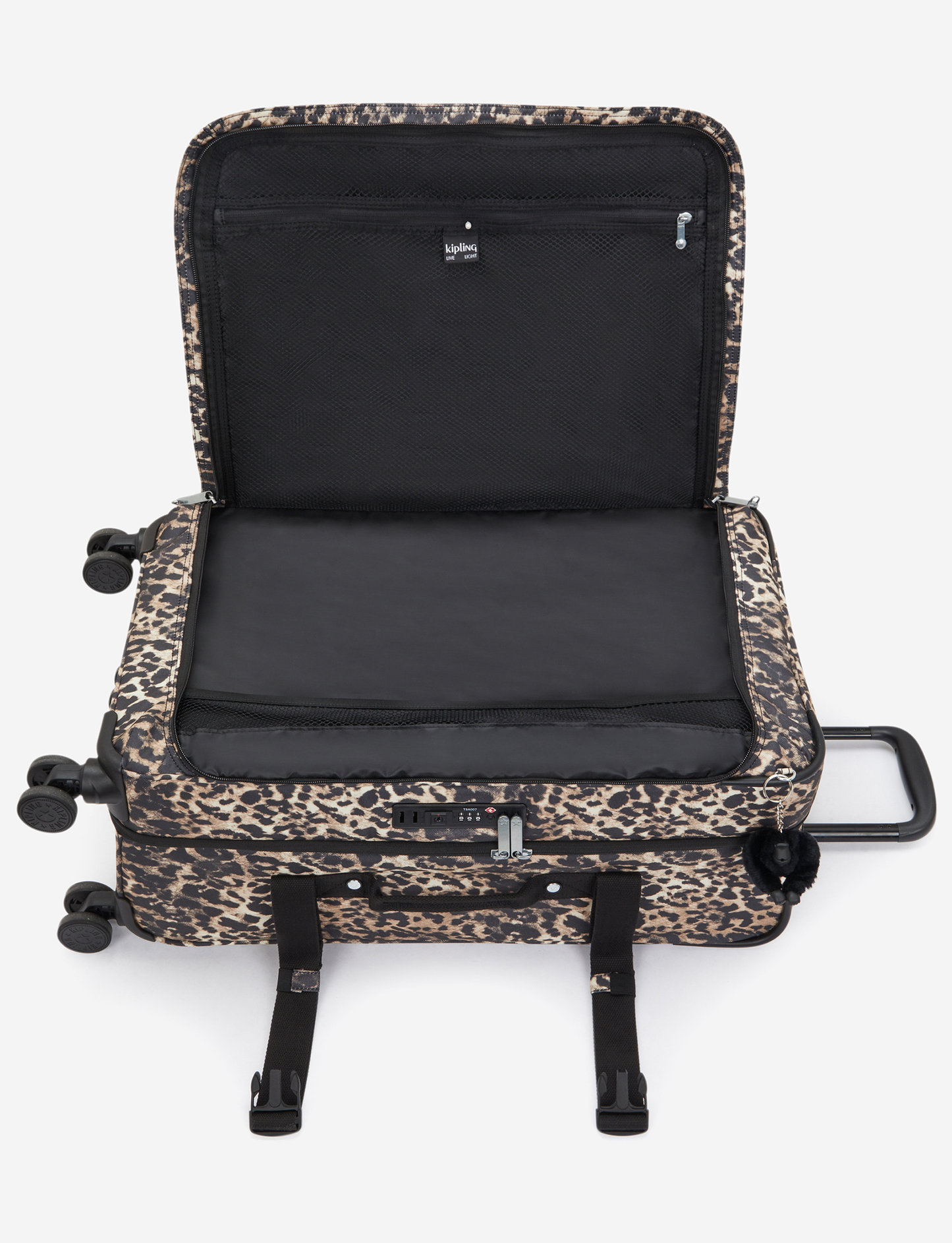 KIPLING Spontaneous M حقيبة سفر بعجلات متوسطة بطبعة جلد الفهد البري I4556-6JP