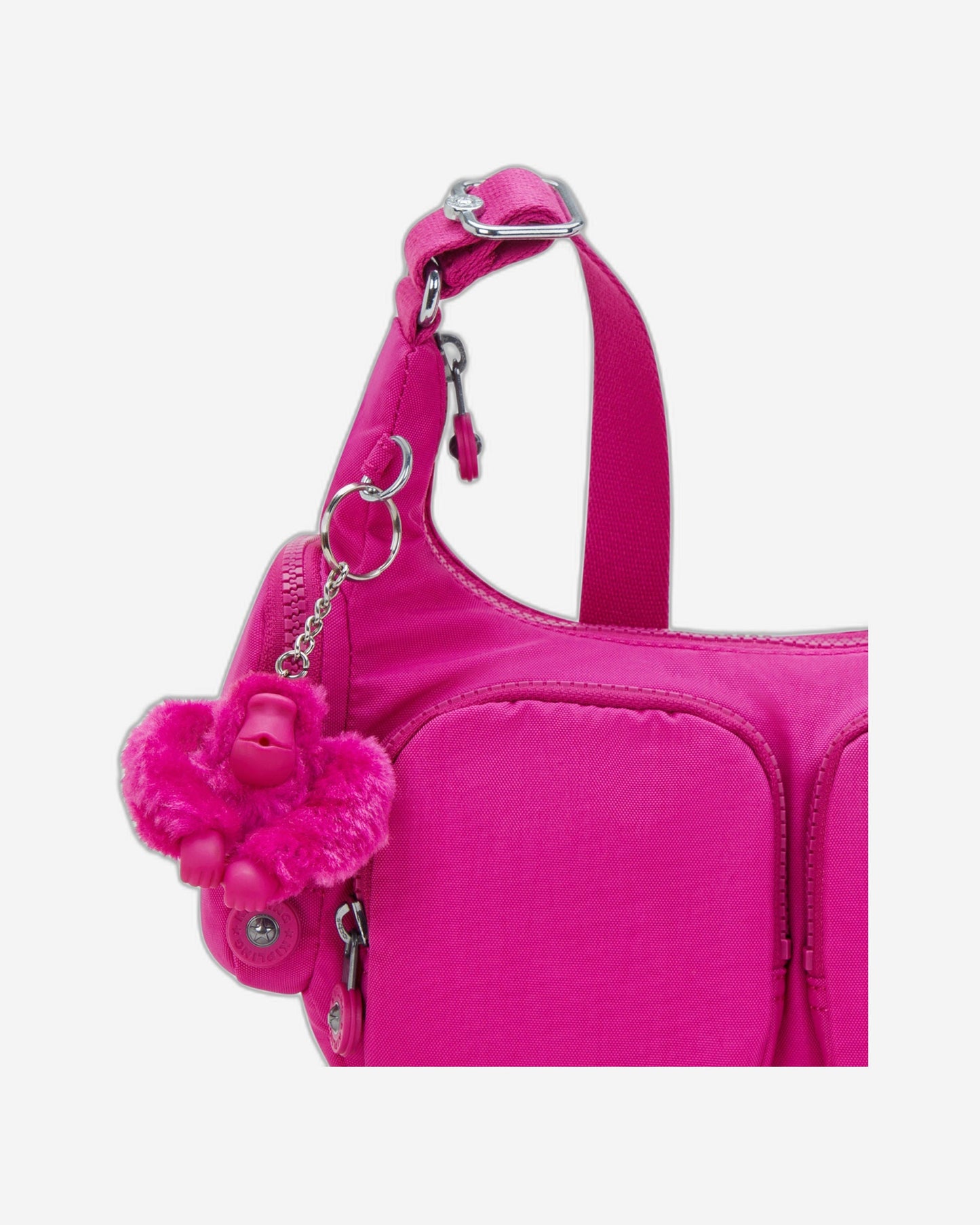 حقيبة كتف صغيرة Kipling Rikka S بلون الفوشيا المتوهج I4333-3KU