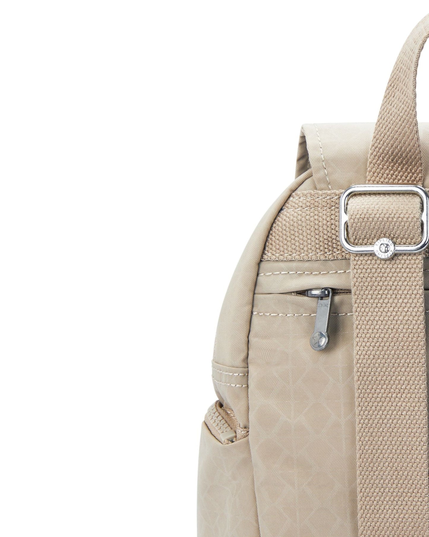 حقيبة ظهر صغيرة من Kipling City Zip Mini Signature باللون البيج المنقوش I4697-96A
