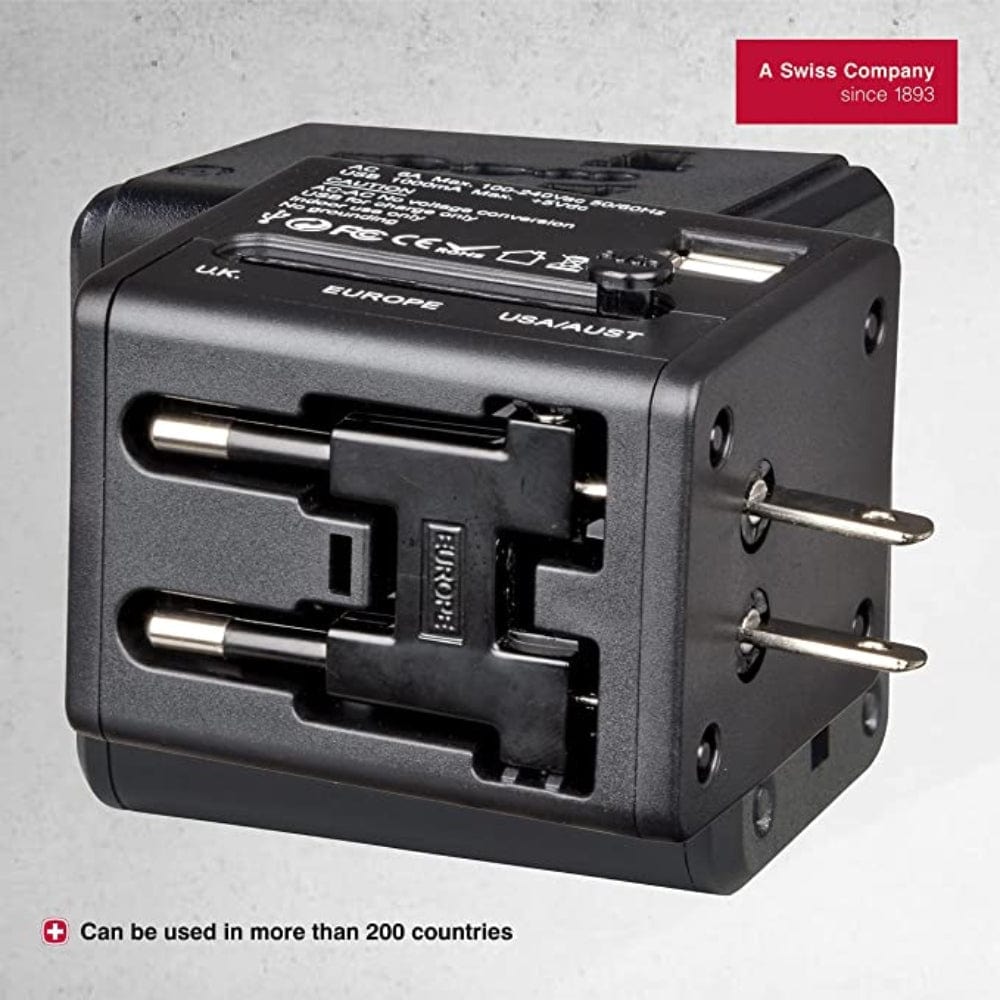 محول سفر وينجر مع شاحنين USB أسود - 604559