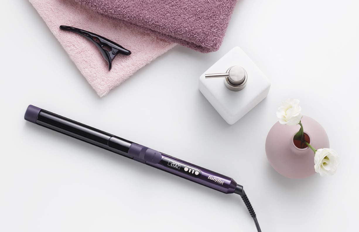 مكواة تجعيد الشعر Babyliss Babc625Sde، 6 درجات حرارة، 25 مم - أسود/أرجواني
