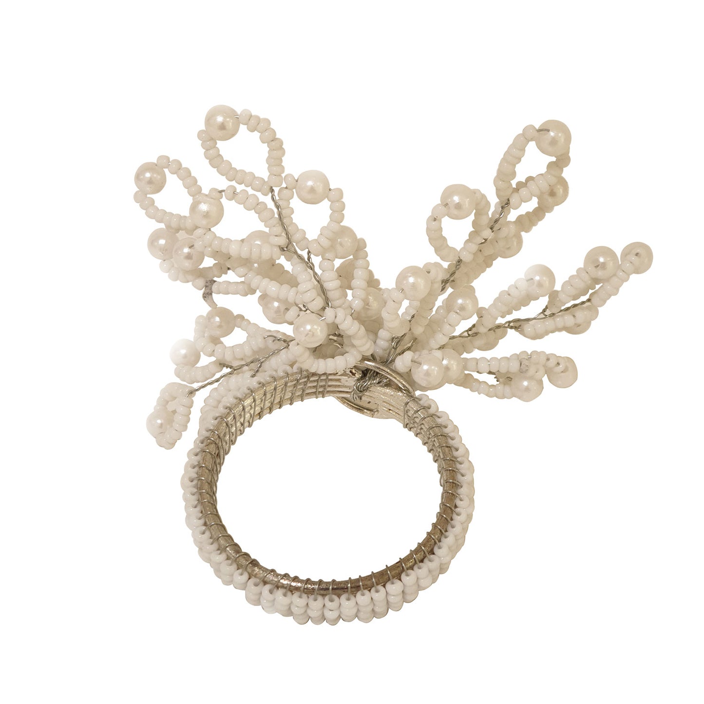ARVD BEADED NAPKIN RING WHITE - NR17375