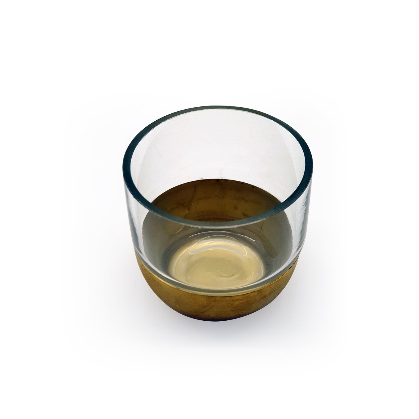 ARTEMIS TEALIGHT HOLDER CLEAR W/ BRASS