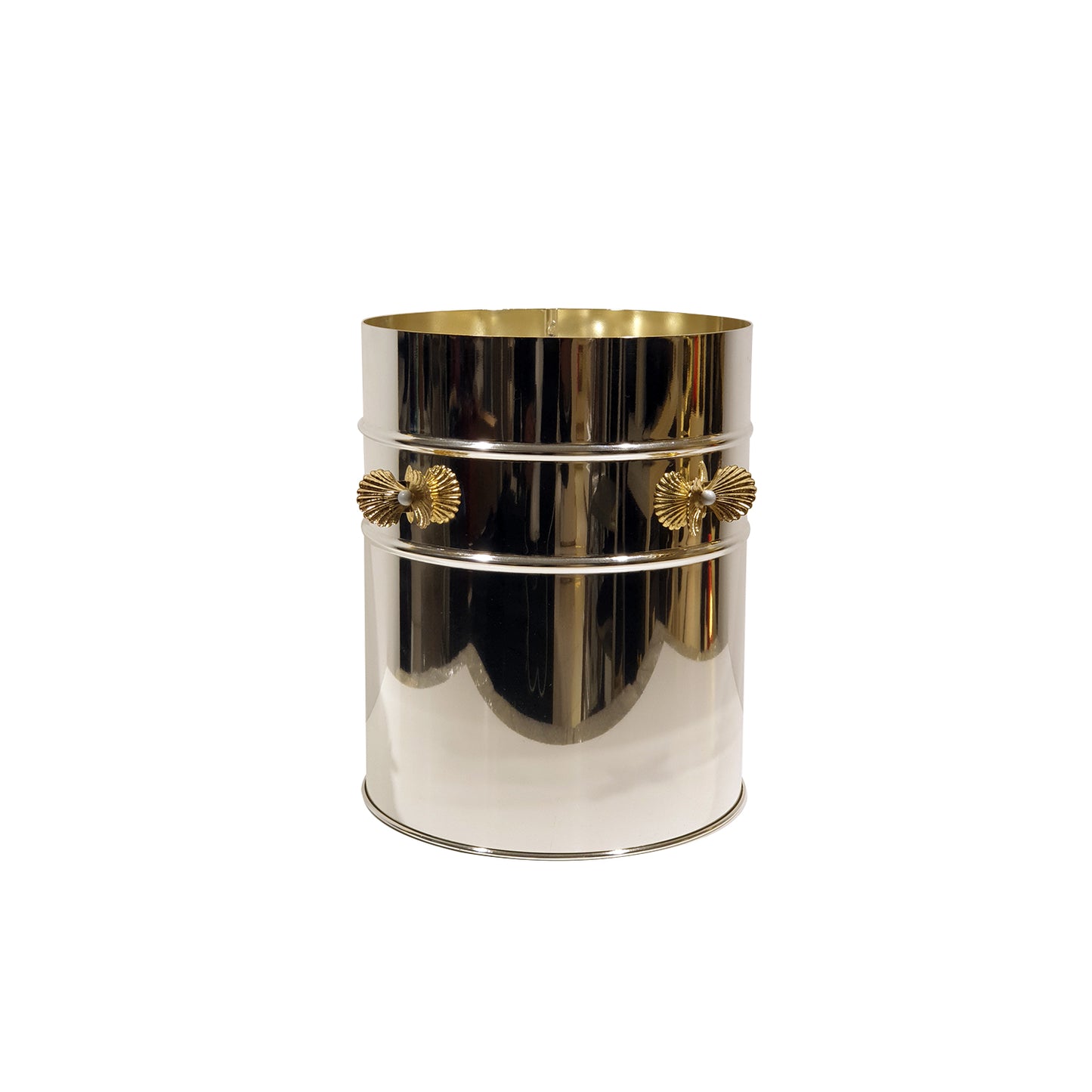 PANTAZELOS MOP SILVER AND GOLD PLATED WASTE BASKET
