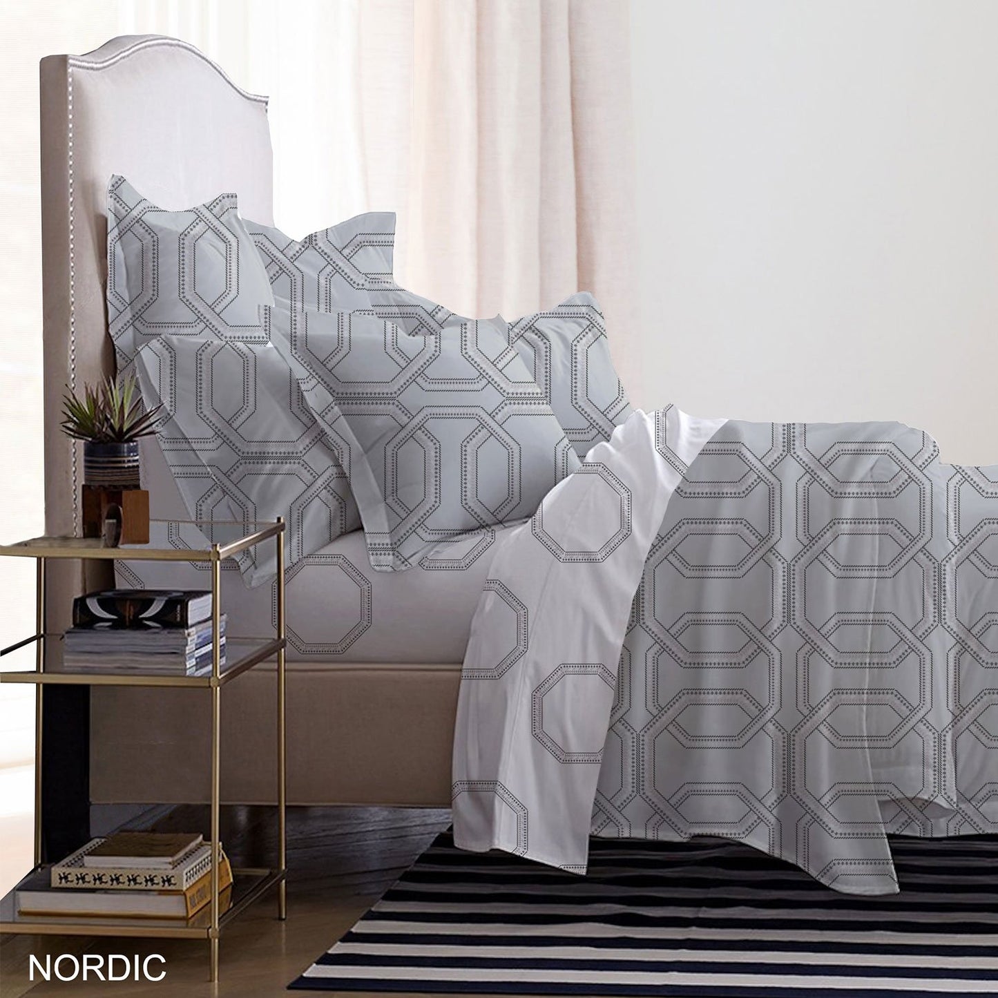 VEGORA PRINTED COTTON NORDIC 3PC FLAT SHEET SET KING - 83009510
