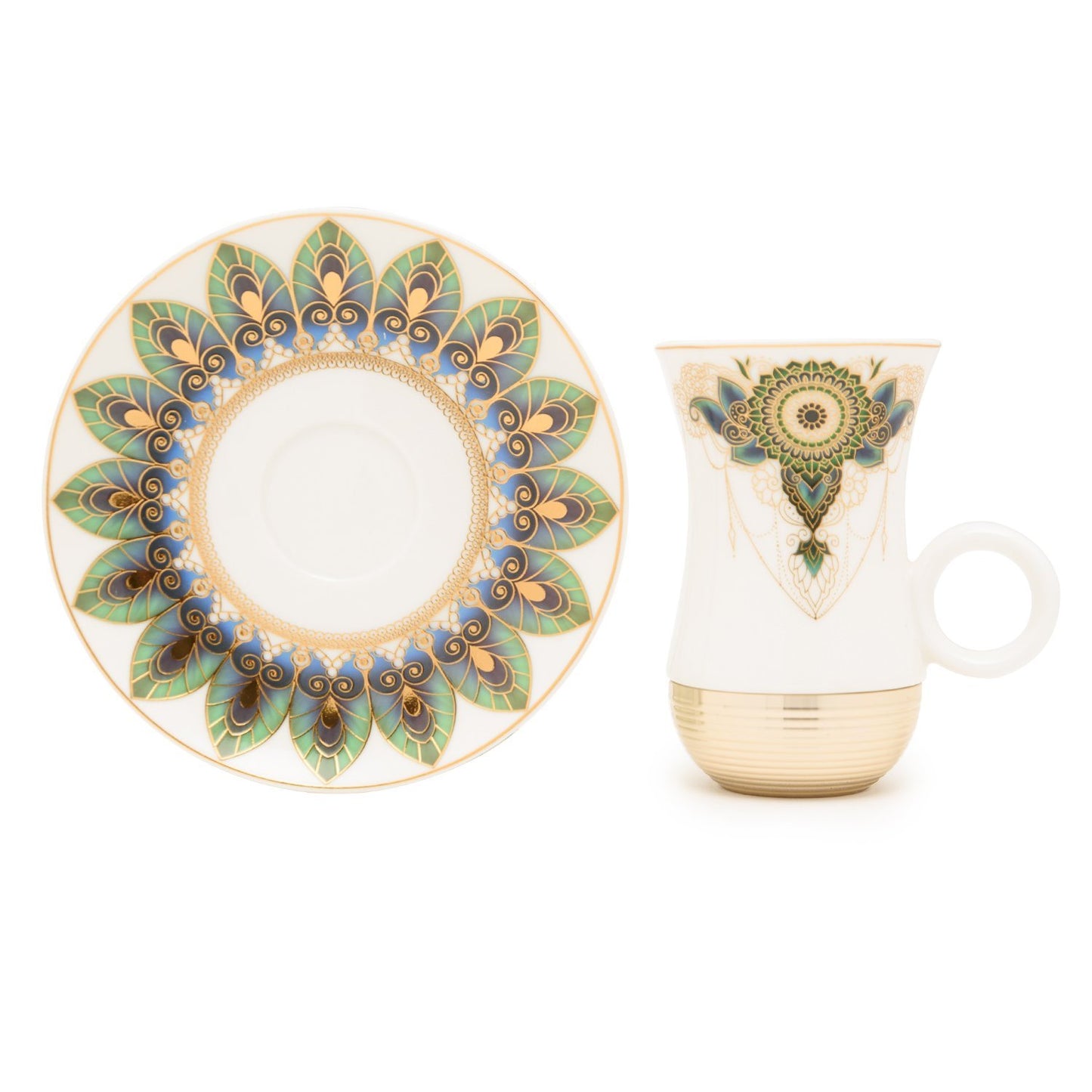 طقم شاي أم ريانون ذهبي مع قارورة مزخرفة - 22 قطعة - Am9415-S21/036
