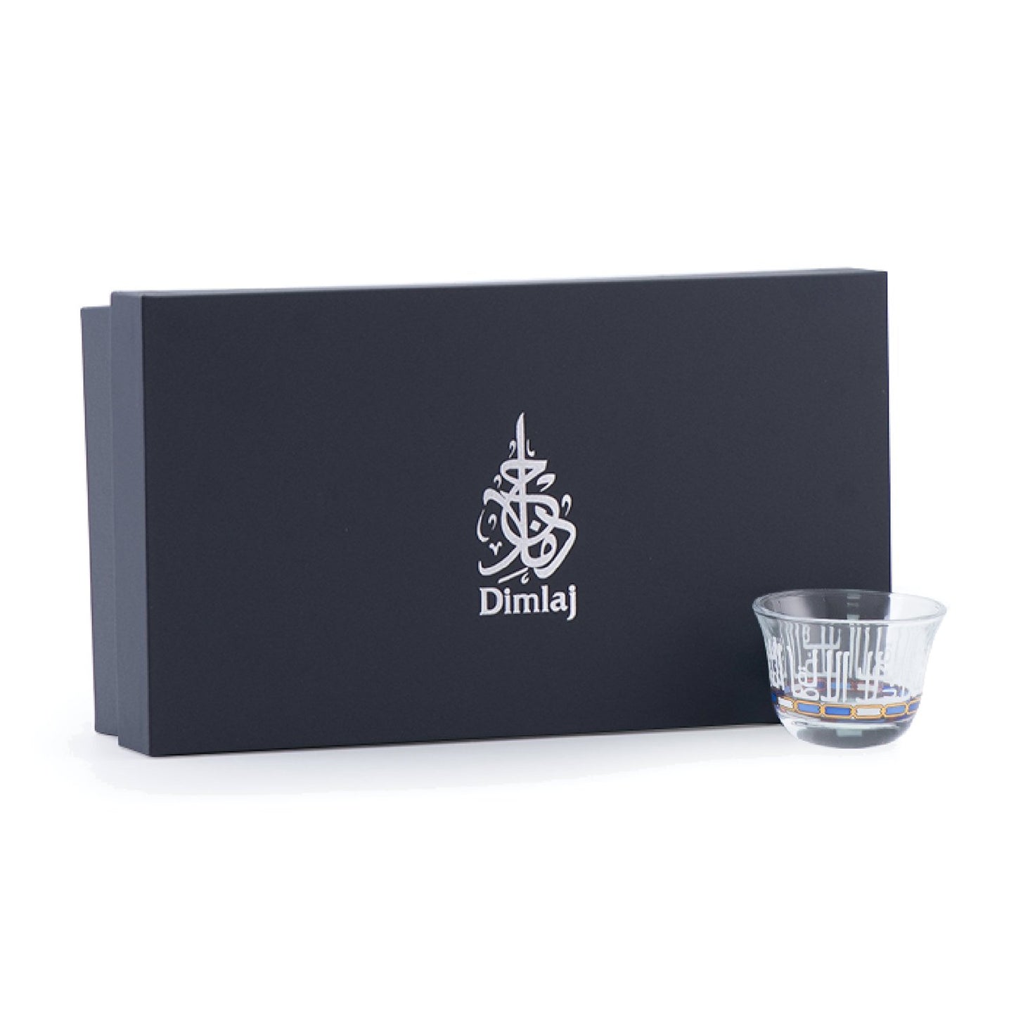 Dimlaj Asala Cawa Cup Set - Clear, Gold and Blue, 6 Pieces - 46677 - Jashanmal Home