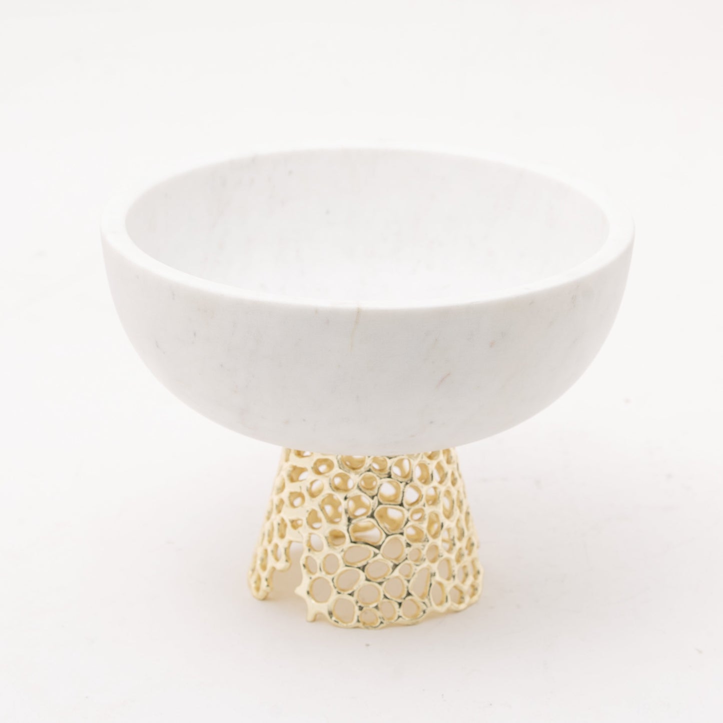 ALEXANDER BRASS MESH BOWL LARGE WHITE MARBLE WITH GOLD FINISHED - 117153