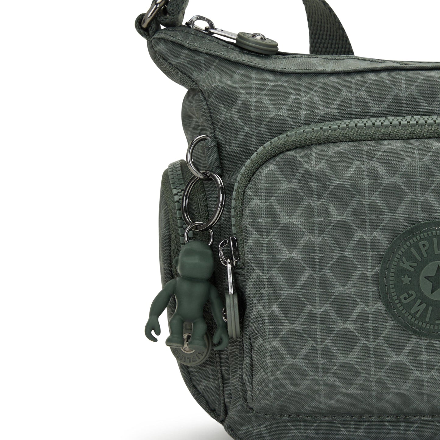 حقيبة كتف صغيرة Kipling-Gabbie صغيرة الحجم بعلامة خضراء منقوشة - I3578-F6C