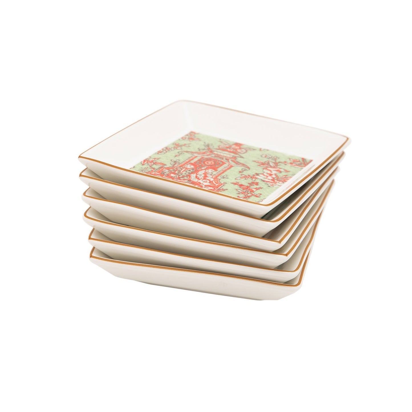 L'atelier FB Toile De Jouy Square Plate Set - 11.4 x 11.4 cm, 6 Pieces - TC 4718 014 - Jashanmal Home
