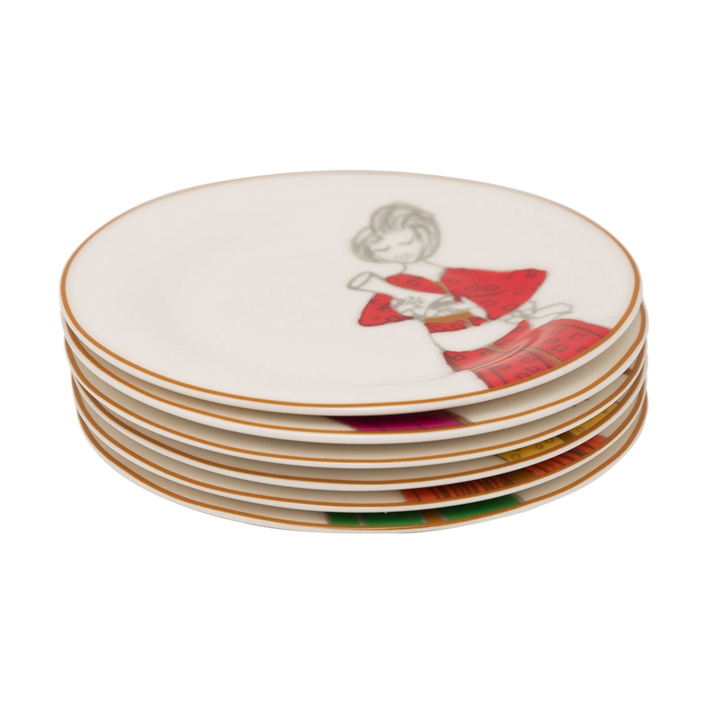 L'atelier FB Party Coupe Shape Round Cookies Plate Set - 16 cm, 6 Pieces - TC 4714 010 - Jashanmal Home