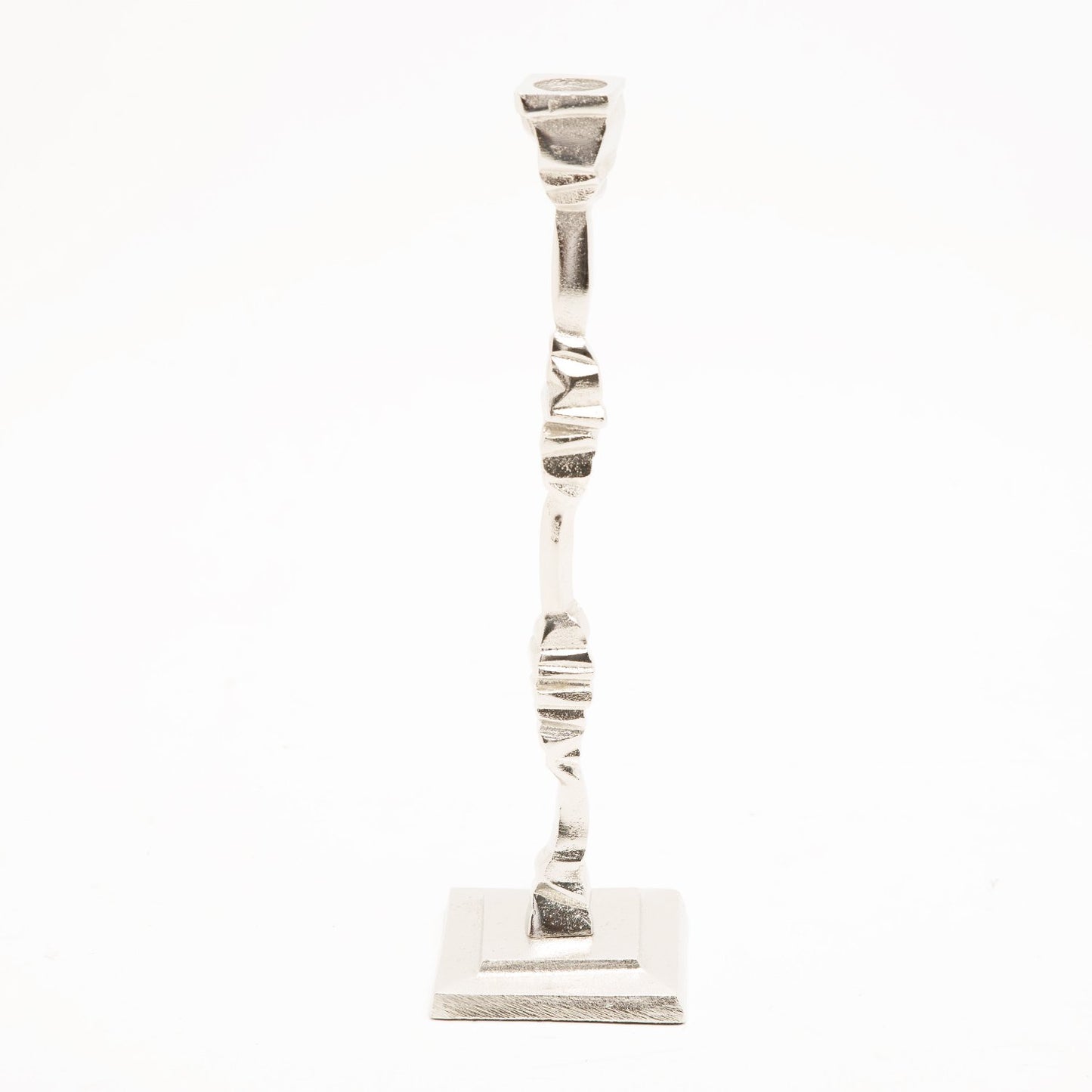 PANACHE DECO ALUM CANDLE HOLDER 11.75 NICKEL - 00121