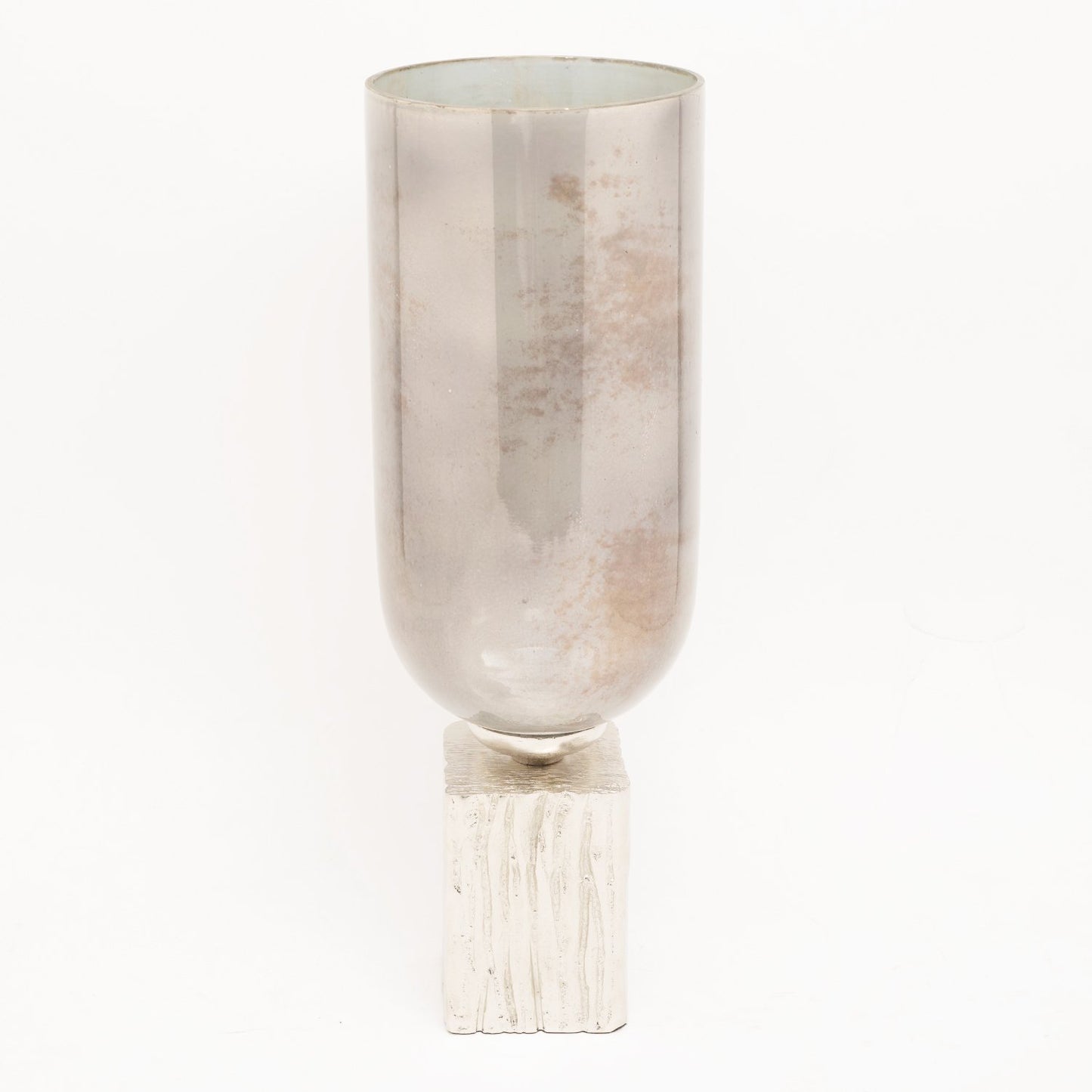 PANACHE DECO GLS VASE W/ALUM BASE 17.75 MORN GLORY/NICKEL 30086-MG/N