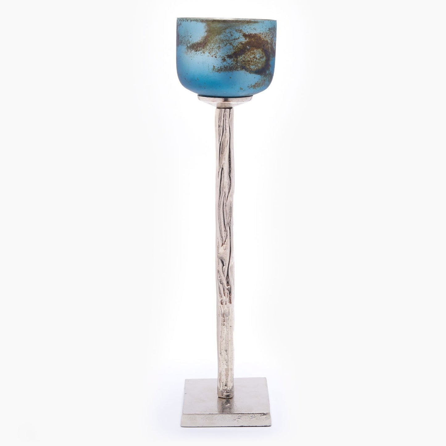 PANACHE DECO GLS VOTIVE W/ALUM STAND 17 BLU MIST/NICKEL - 30095