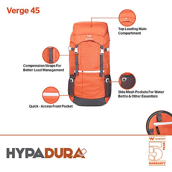 حقيبة ظهر للمشي لمسافات طويلة Verge 45 برتقالية 8903338148586