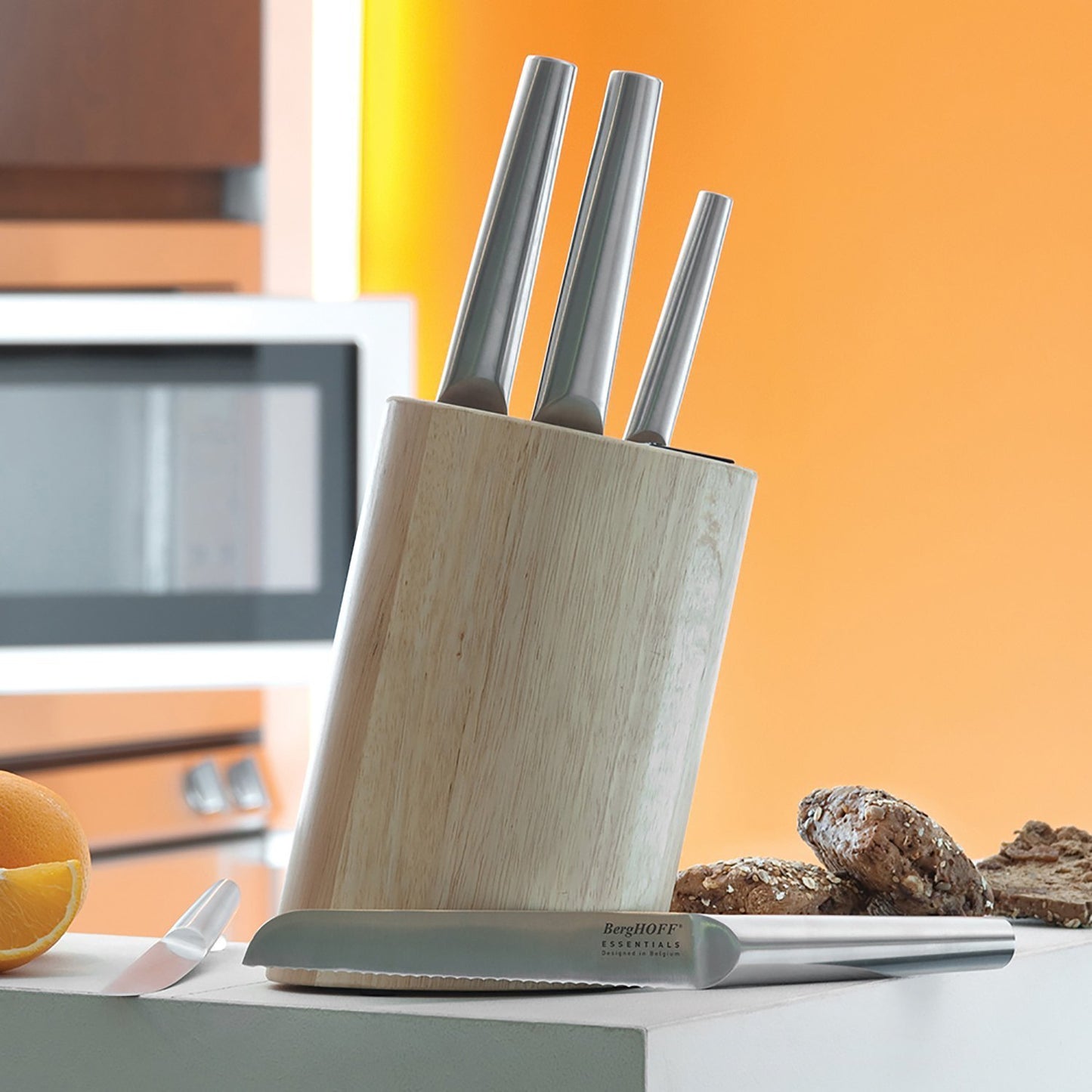 حامل سكاكين Berghoff Essentials، مكون من 6 قطع - بيج وفضي - 1306210