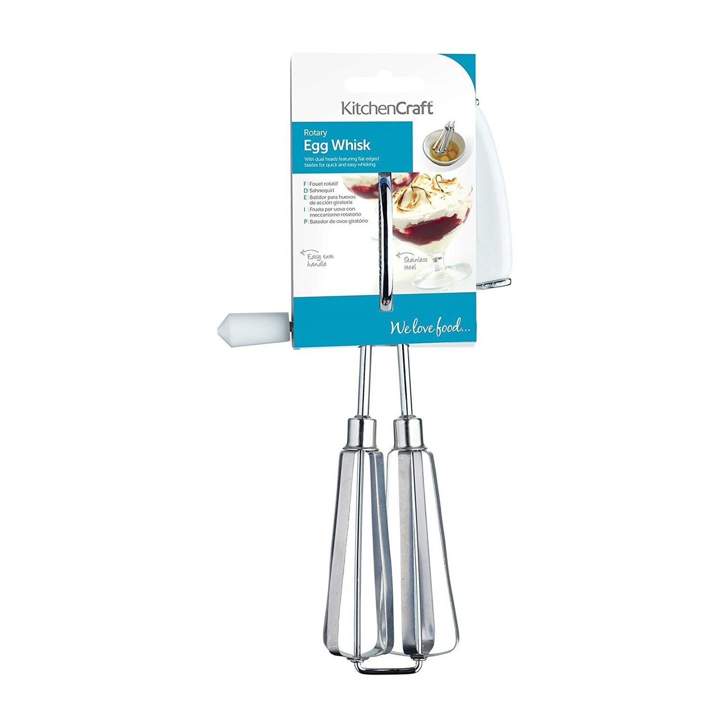 KitchenCraft Side Handled Rotary Whisk - Silver - KCSHWHISK - Jashanmal Home