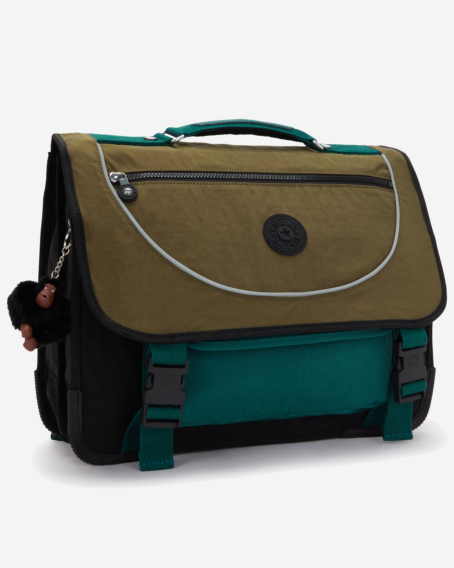 Kipling  Preppy Black Khaki Bl Medium schoolbag with Rain Cover 12074-5FY