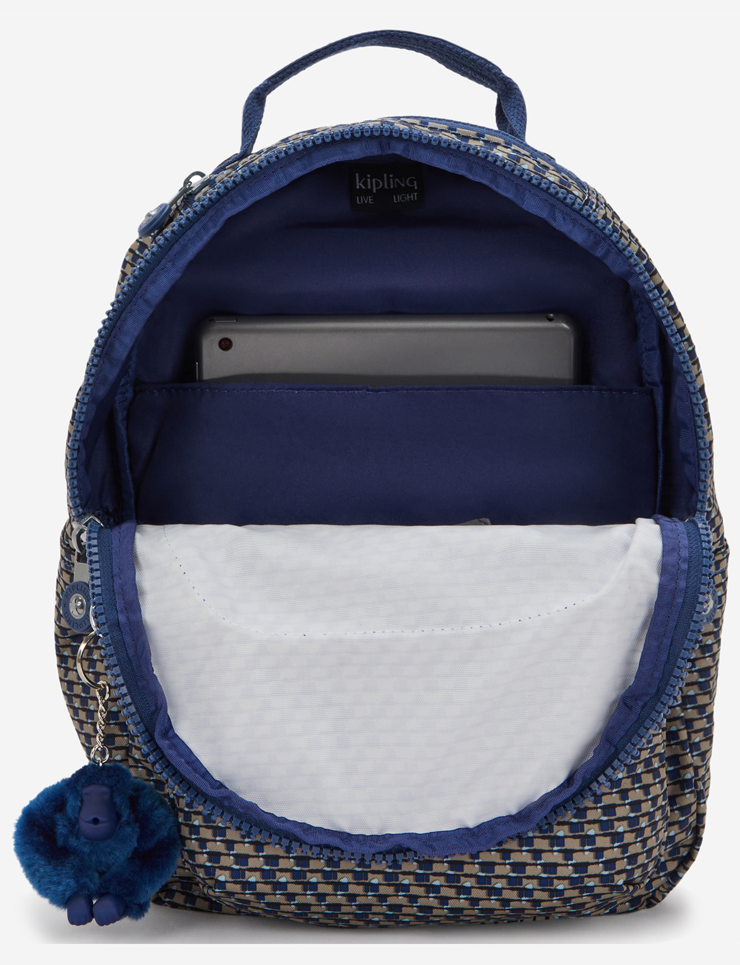 KIPLING Seoul S Blue on Wire حقيبة ظهر صغيرة (مع جيب للتابلت) I5611-9PC