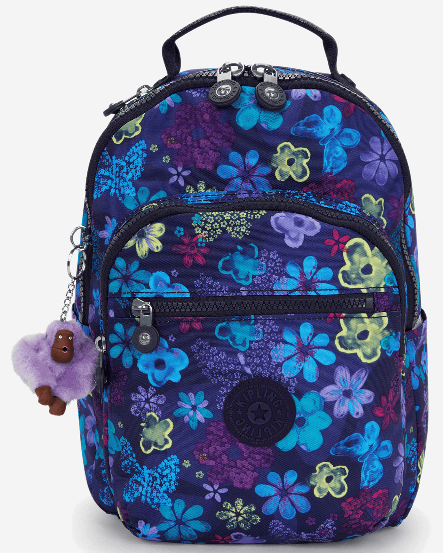 Kipling  Seoul S Dark Flwr Stamp Small Backpack (with Tablet Compartment) I5357-4FM