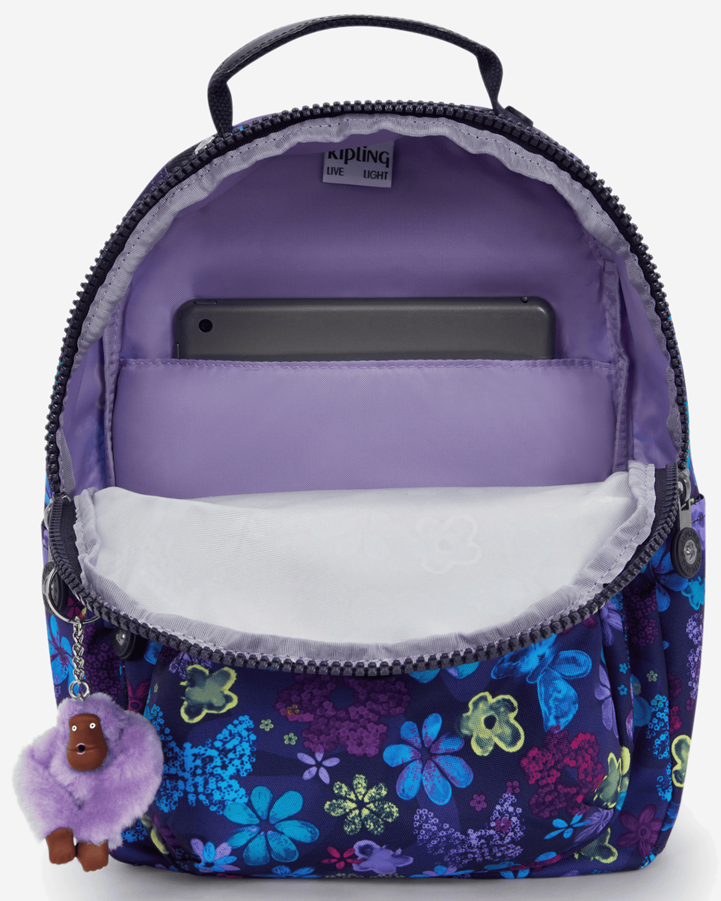 Kipling  Seoul S Dark Flwr Stamp Small Backpack (with Tablet Compartment) I5357-4FM