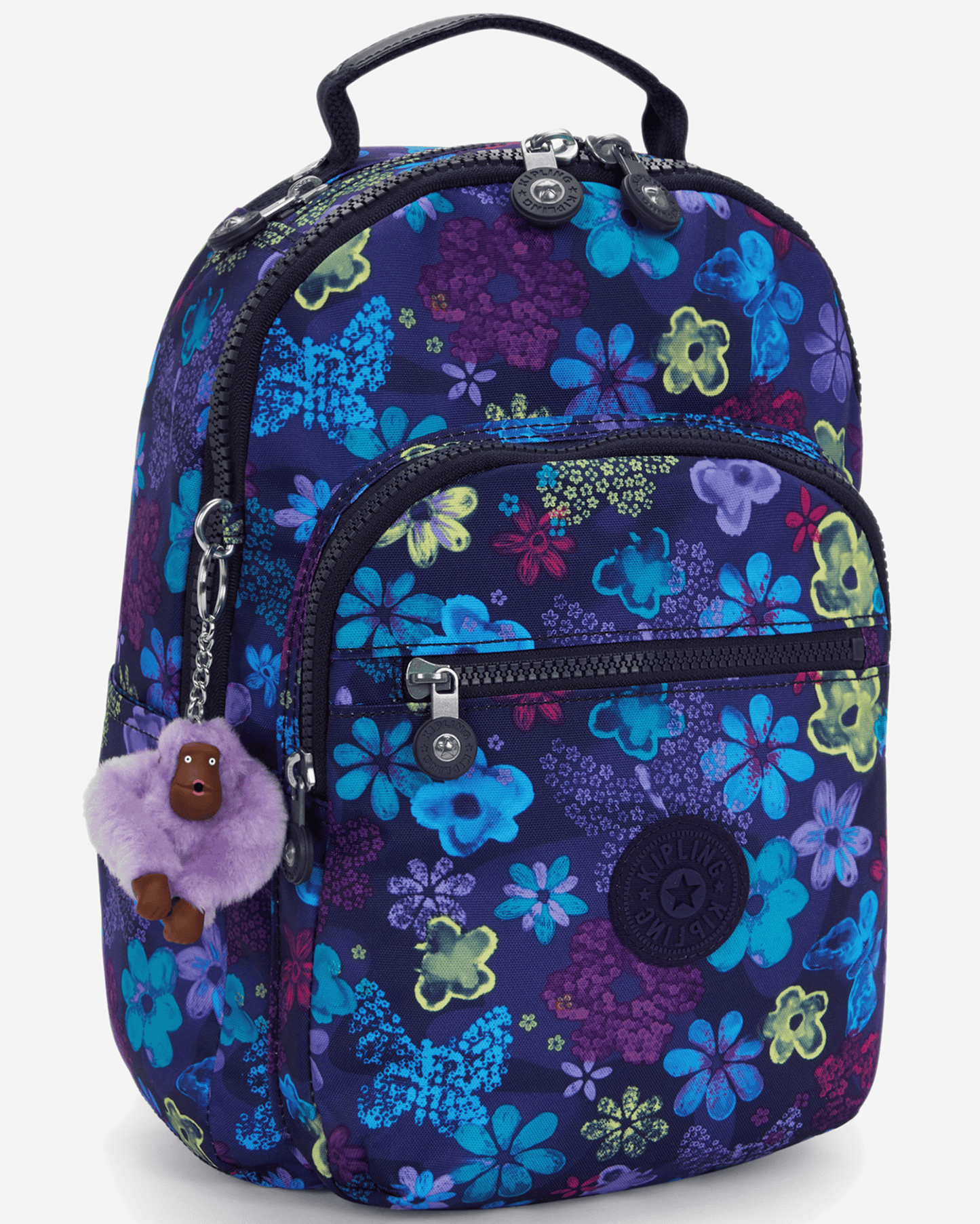 Kipling  Seoul S Dark Flwr Stamp Small Backpack (with Tablet Compartment) I5357-4FM