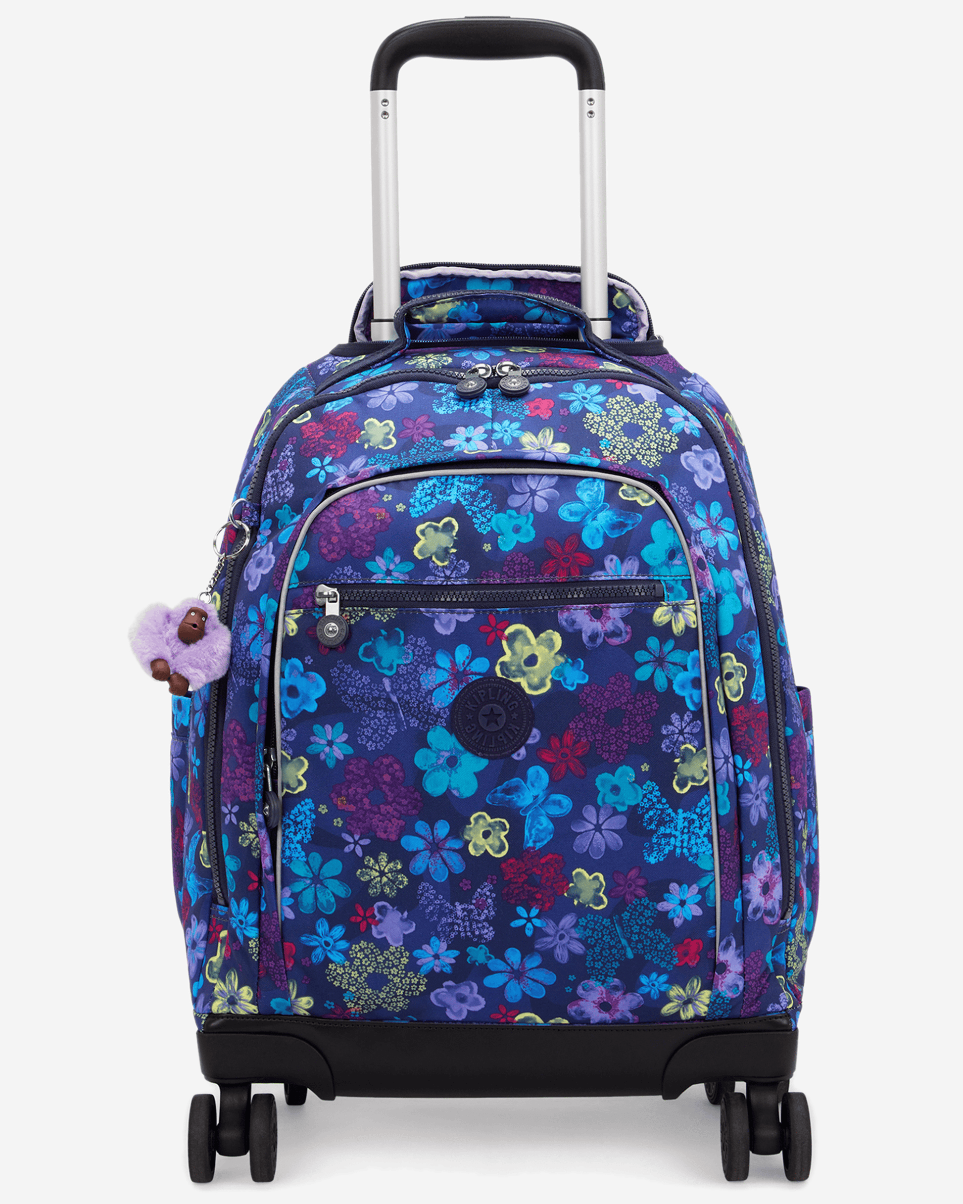 Kipling  New Zea Dark Flwr Stamp Large Wheeled Backpack with Laptop Compartment I4674-4FM