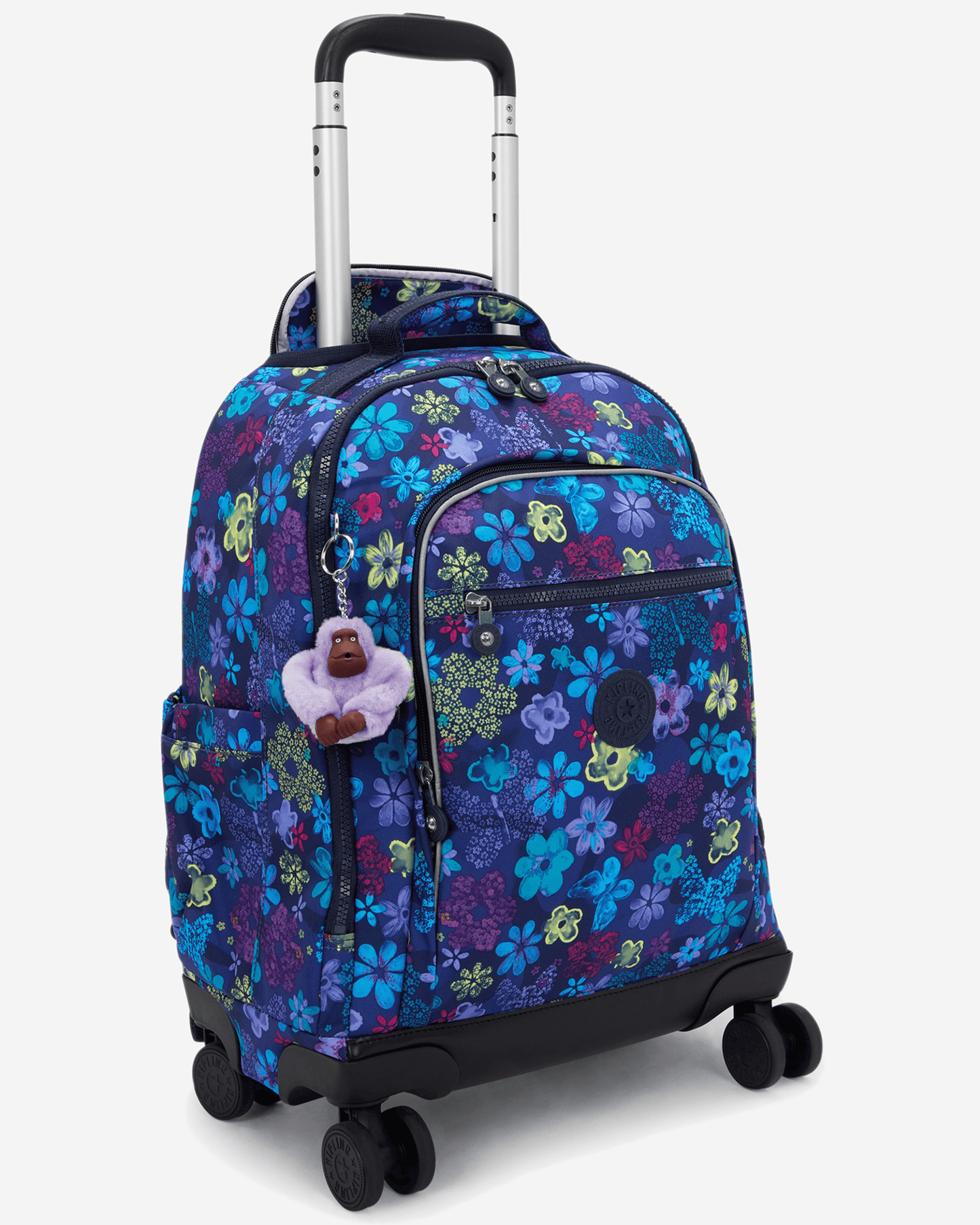 Kipling  New Zea Dark Flwr Stamp Large Wheeled Backpack with Laptop Compartment I4674-4FM