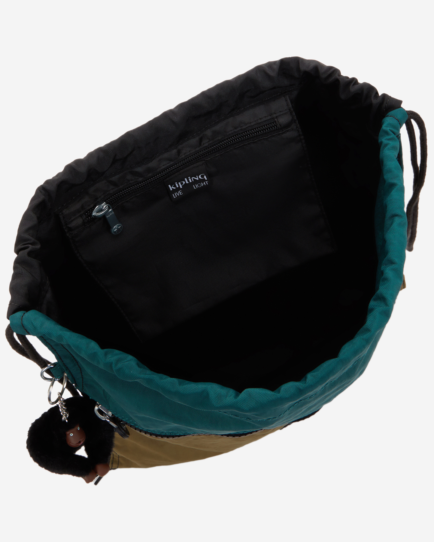 Kipling  Supertaboo Black Khaki Bl Medium Backpack with Drawstring 09487-5FY