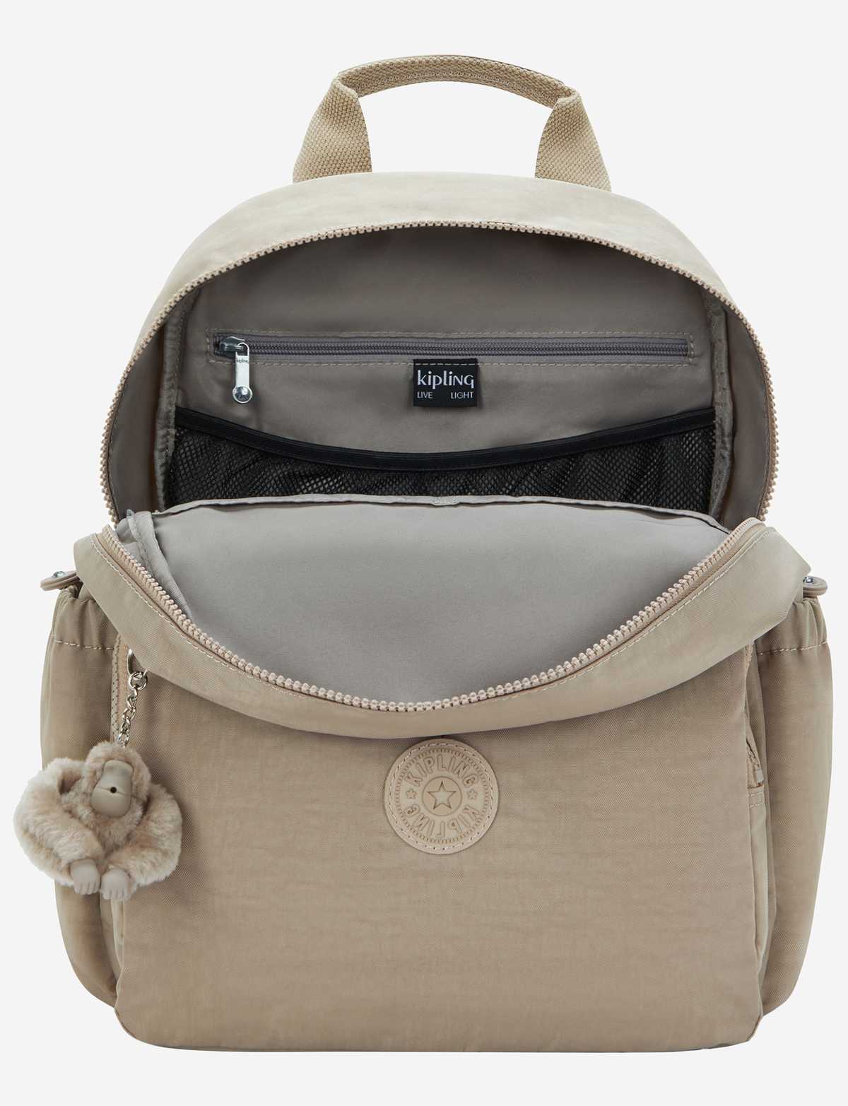 KIPLING Maisie حقيبة ظهر متوسطة للأطفال باللون البني الفاتح (مع حصيرة تغيير الحفاضات) I3339-4PW