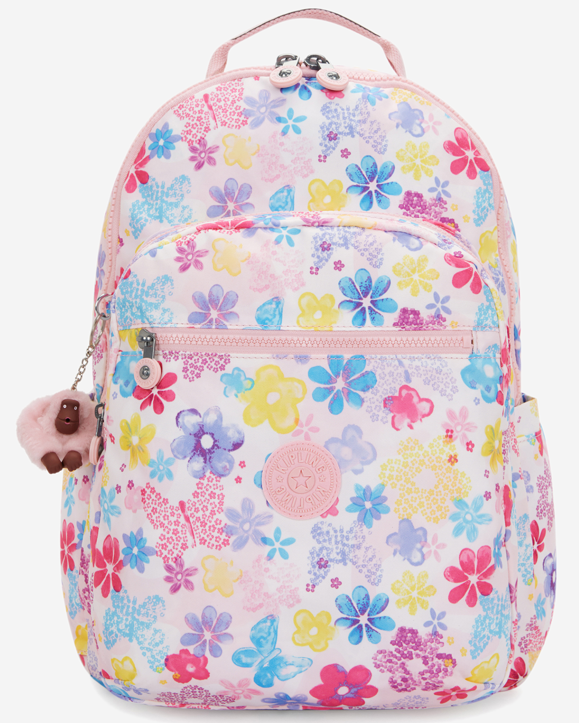 Kipling  Seoul Lap Flower Stamp Large Backpack with Laptop Compartment I5816-8EM