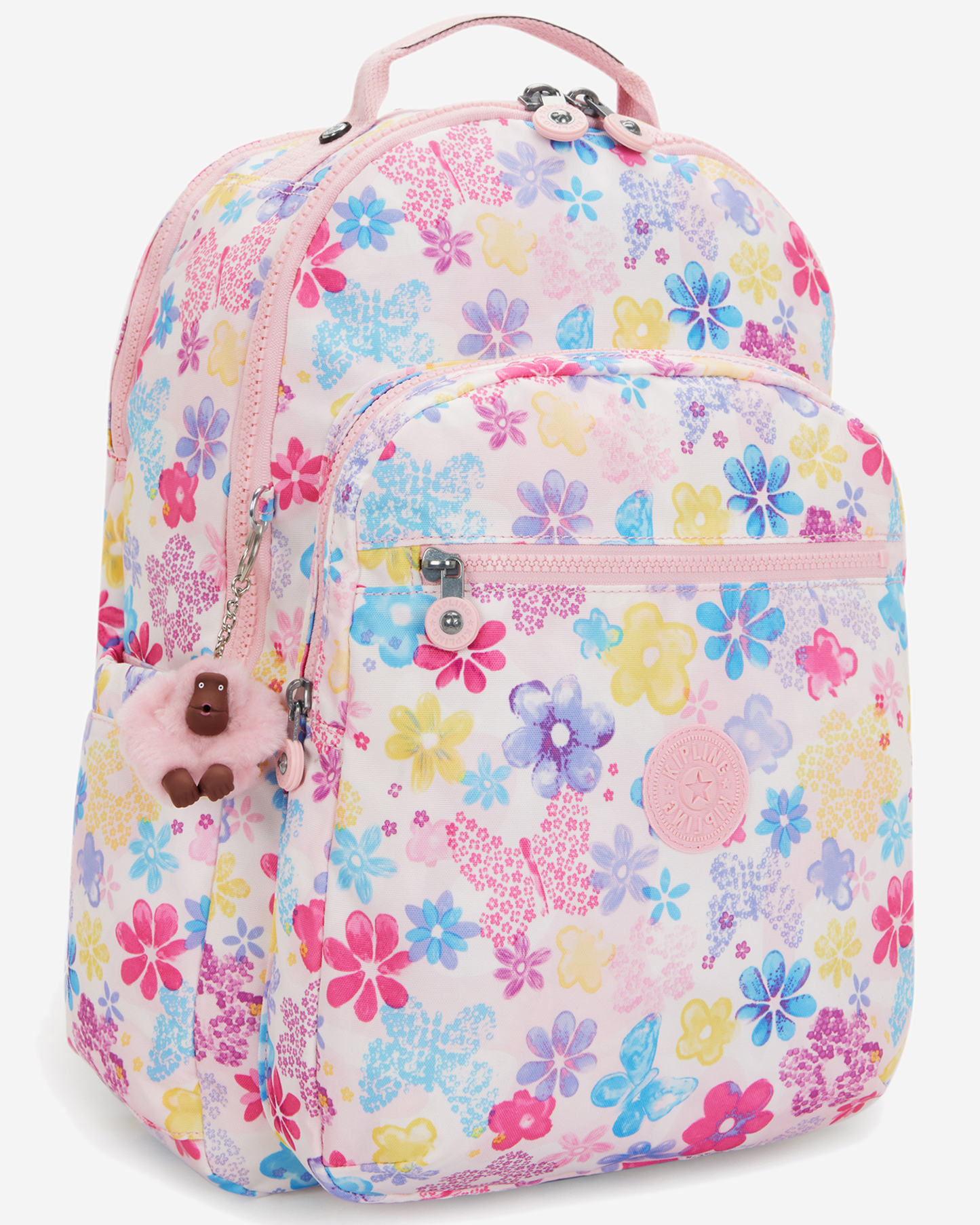 Kipling  Seoul Lap Flower Stamp Large Backpack with Laptop Compartment I5816-8EM
