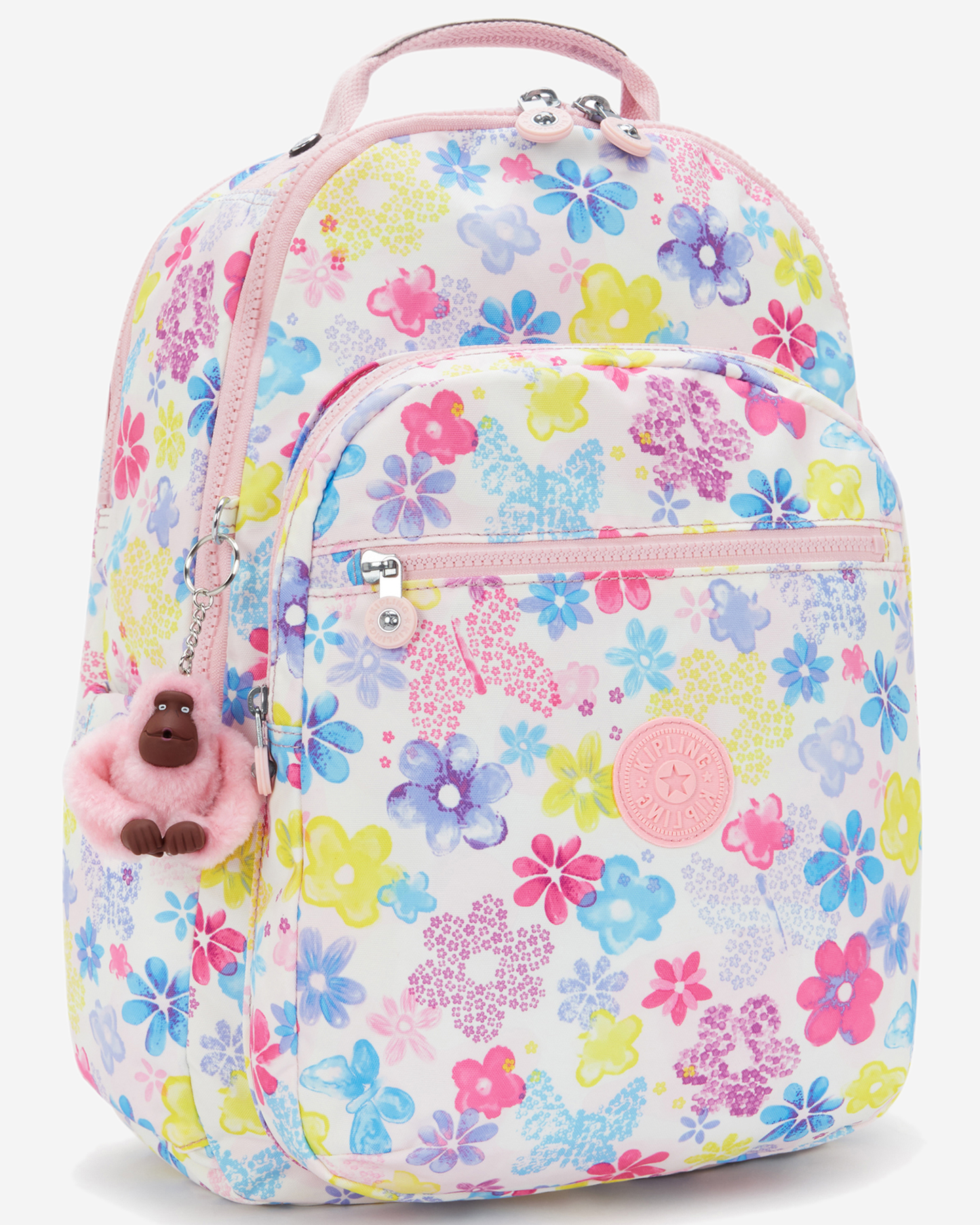 Kipling  Seoul Lap Flower Stamp Large Backpack with Laptop Compartment I5816-8EM