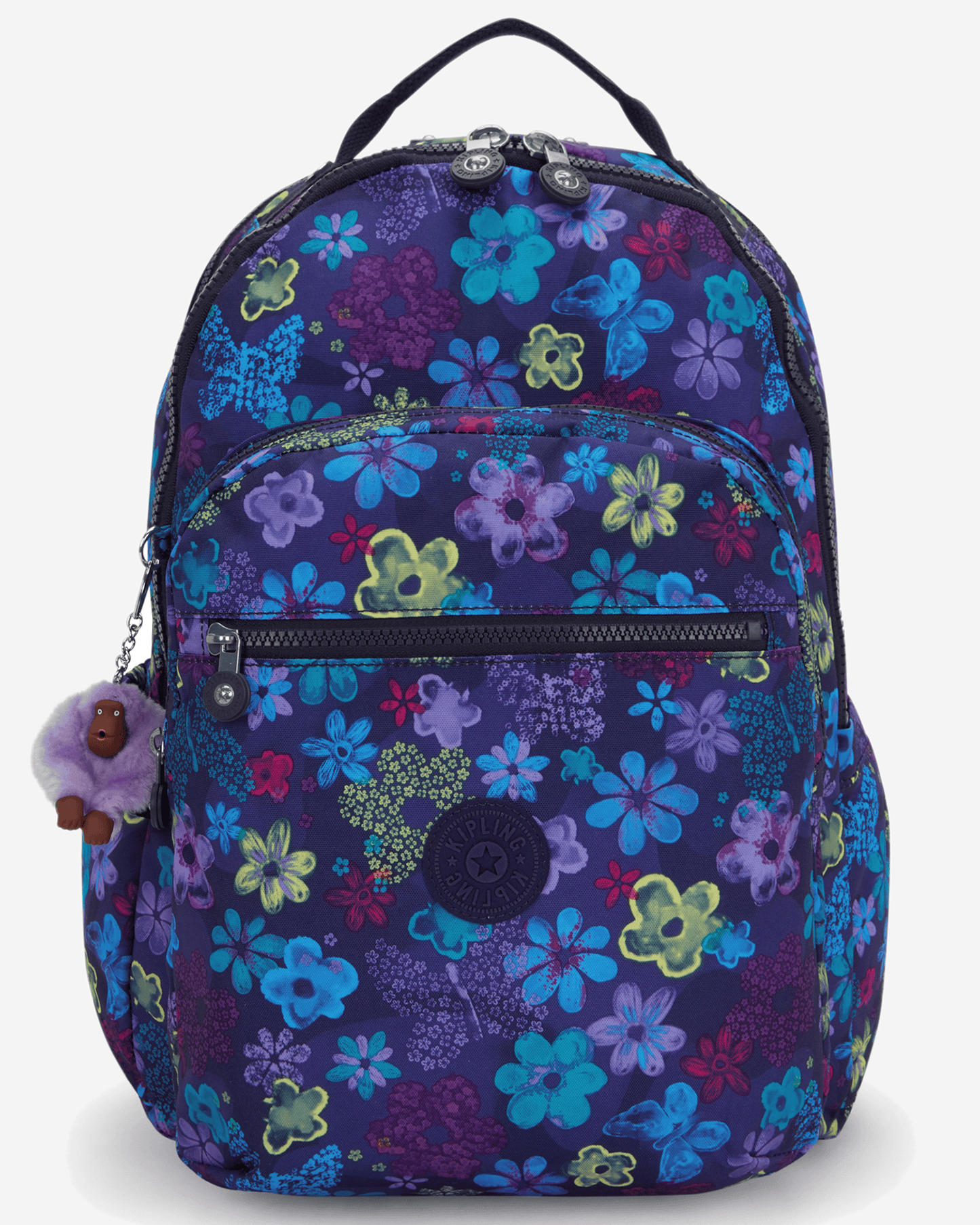 Kipling  Seoul Lap Dark Flwr Stamp Large Backpack with Laptop Compartment I5816-4FM