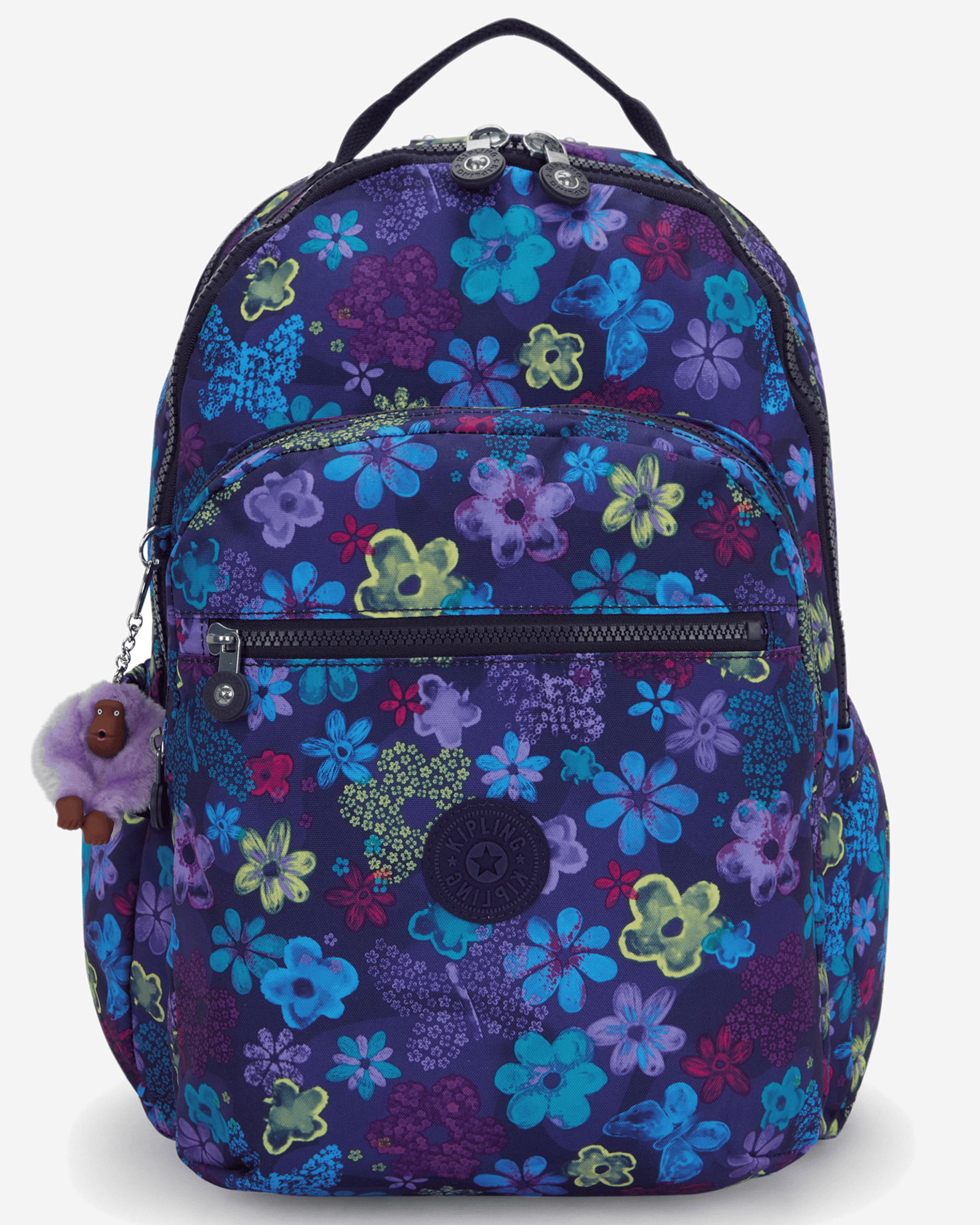 Kipling  Seoul Lap Dark Flwr Stamp Large Backpack with Laptop Compartment I5816-4FM
