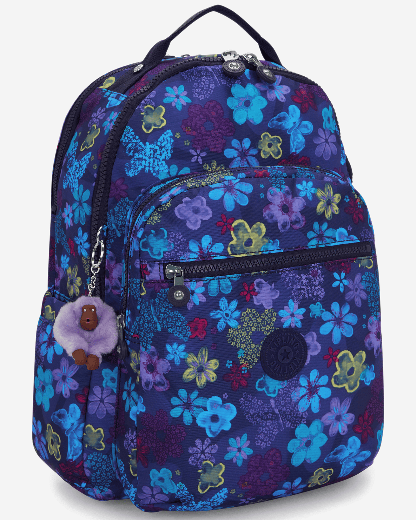 Kipling  Seoul Lap Dark Flwr Stamp Large Backpack with Laptop Compartment I5816-4FM