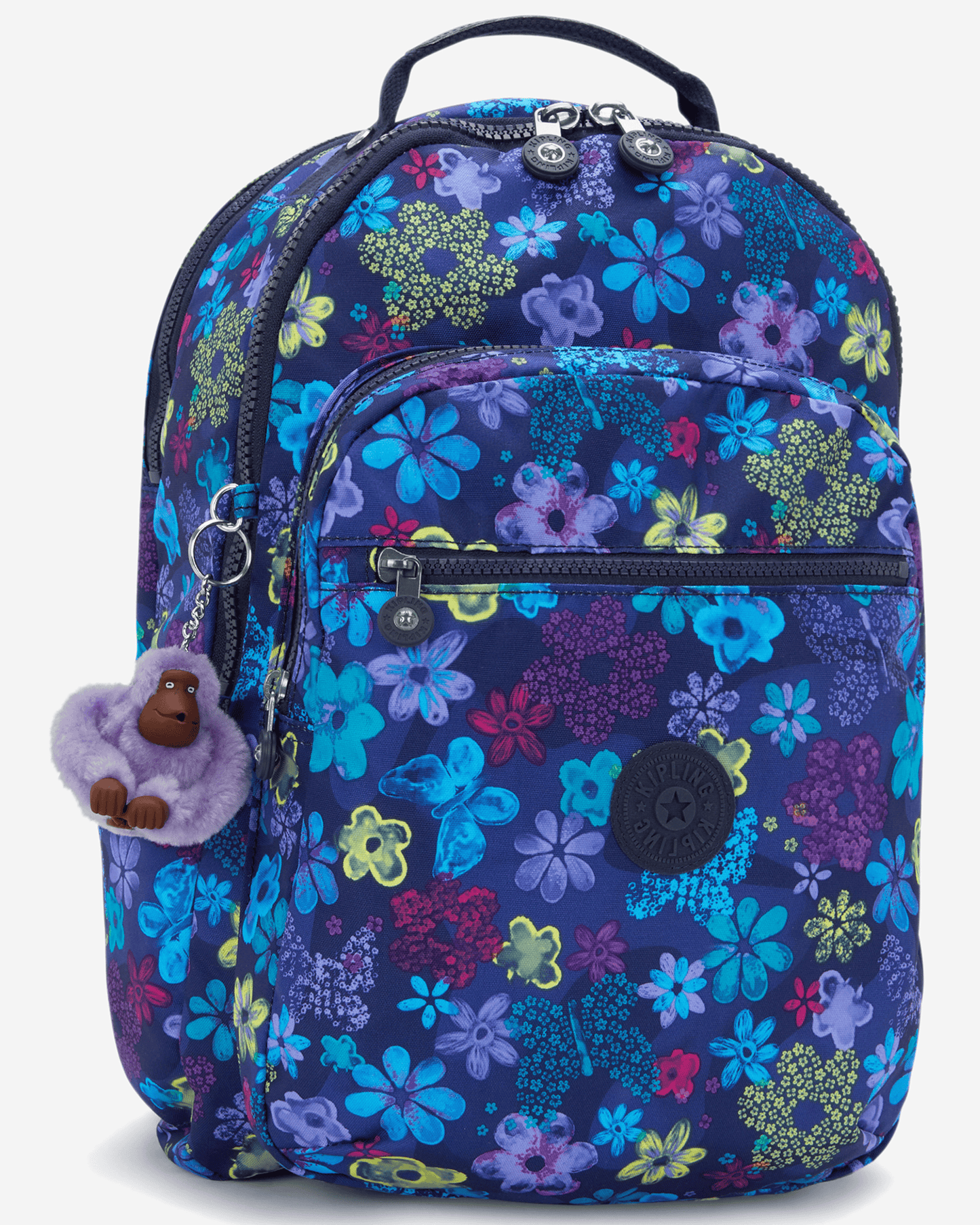 Kipling  Seoul Lap Dark Flwr Stamp Large Backpack with Laptop Compartment I5816-4FM
