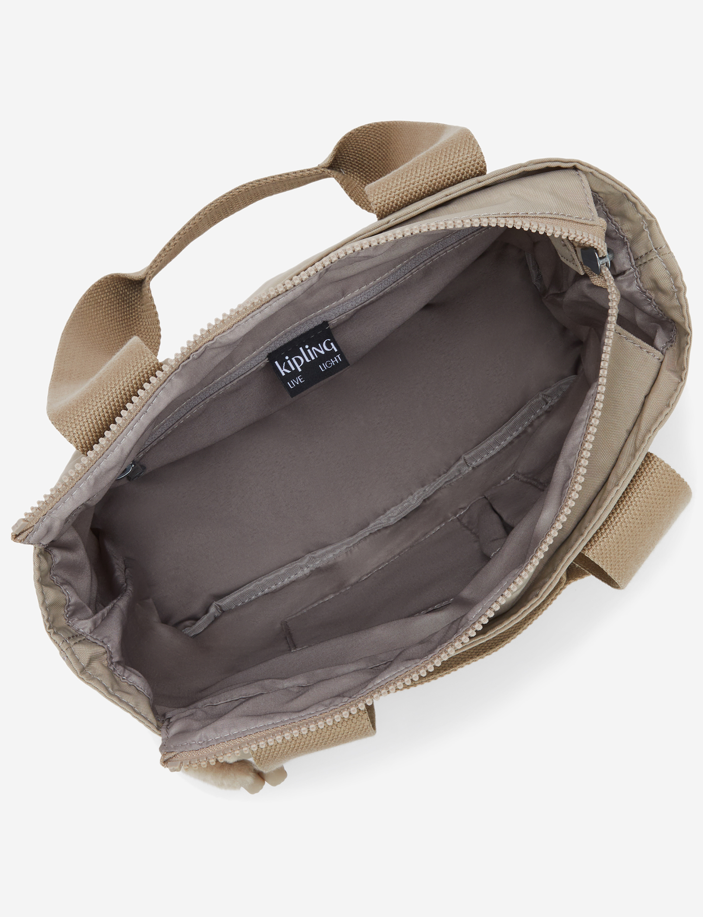 KIPLING Minta M Up حقيبة توت متوسطة بلون رمادي فاتح ناعم (مع حزام كتف قابل للإزالة) I8642-4PW