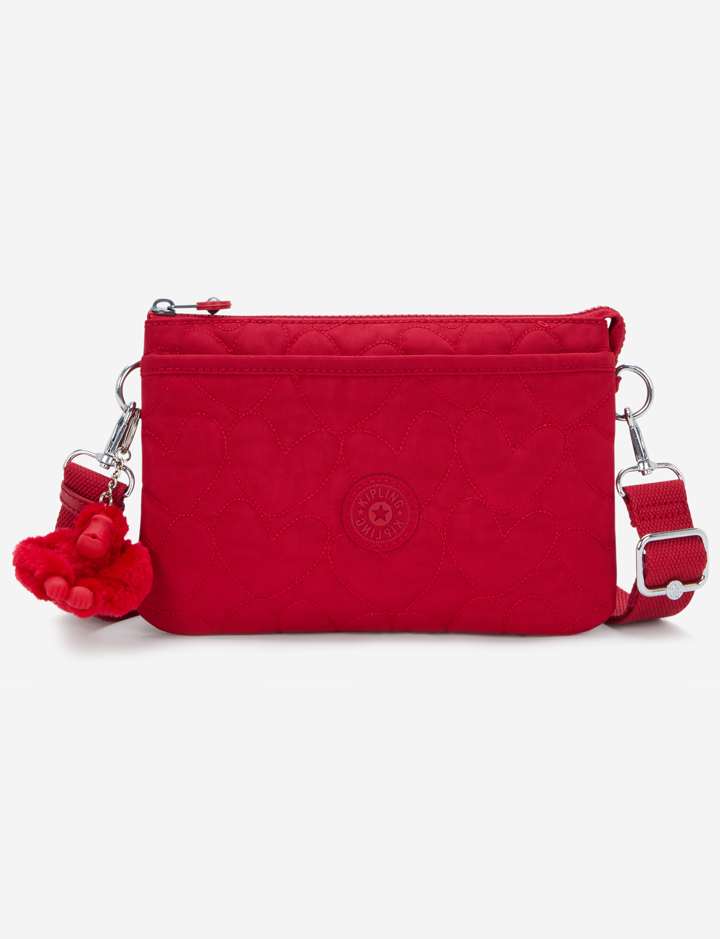KIPLING ريري حقيبة كروس بودي صغيرة حمراء بطبعات قلوب (مع حزام كتف قابل للإزالة) I5358-1HU
