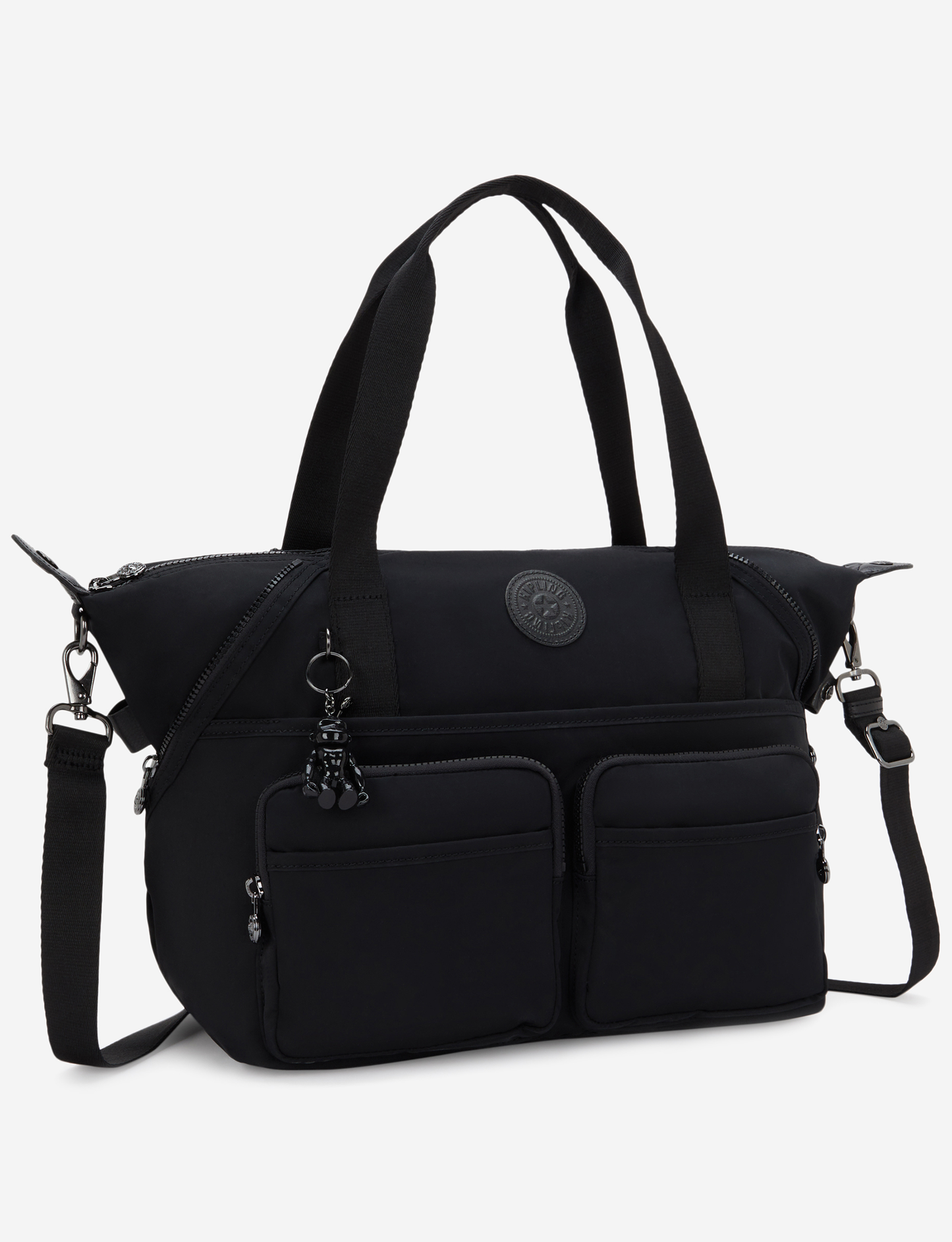 حقيبة كتف KIPLING New Art Duo Pocket Infinite Black متوسطة (مع حزام كتف قابل للإزالة) I8472-2EN