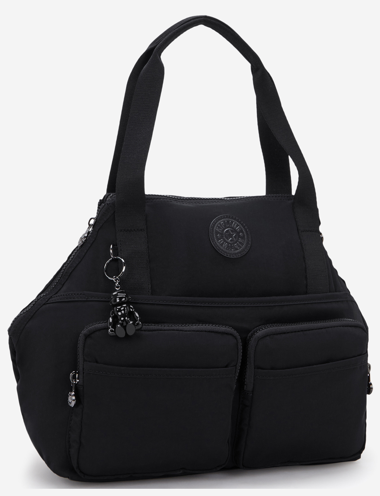 حقيبة كتف KIPLING New Art Duo Pocket Infinite Black متوسطة (مع حزام كتف قابل للإزالة) I8472-2EN