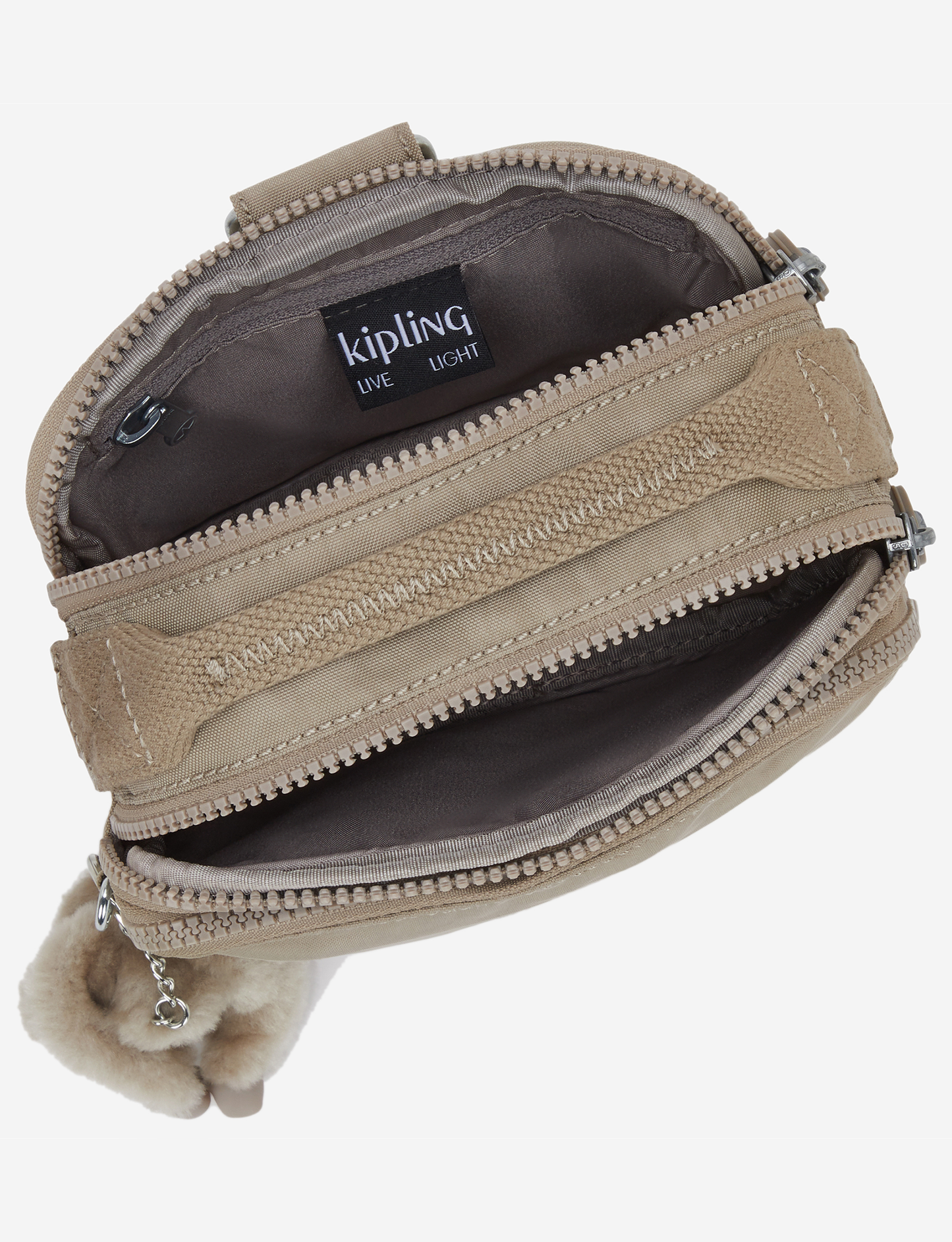 KIPLING Cahir Soft Taupe حقيبة كروسبودي صغيرة (قابلة للتحويل إلى حقيبة ظهر) I8061-4PW