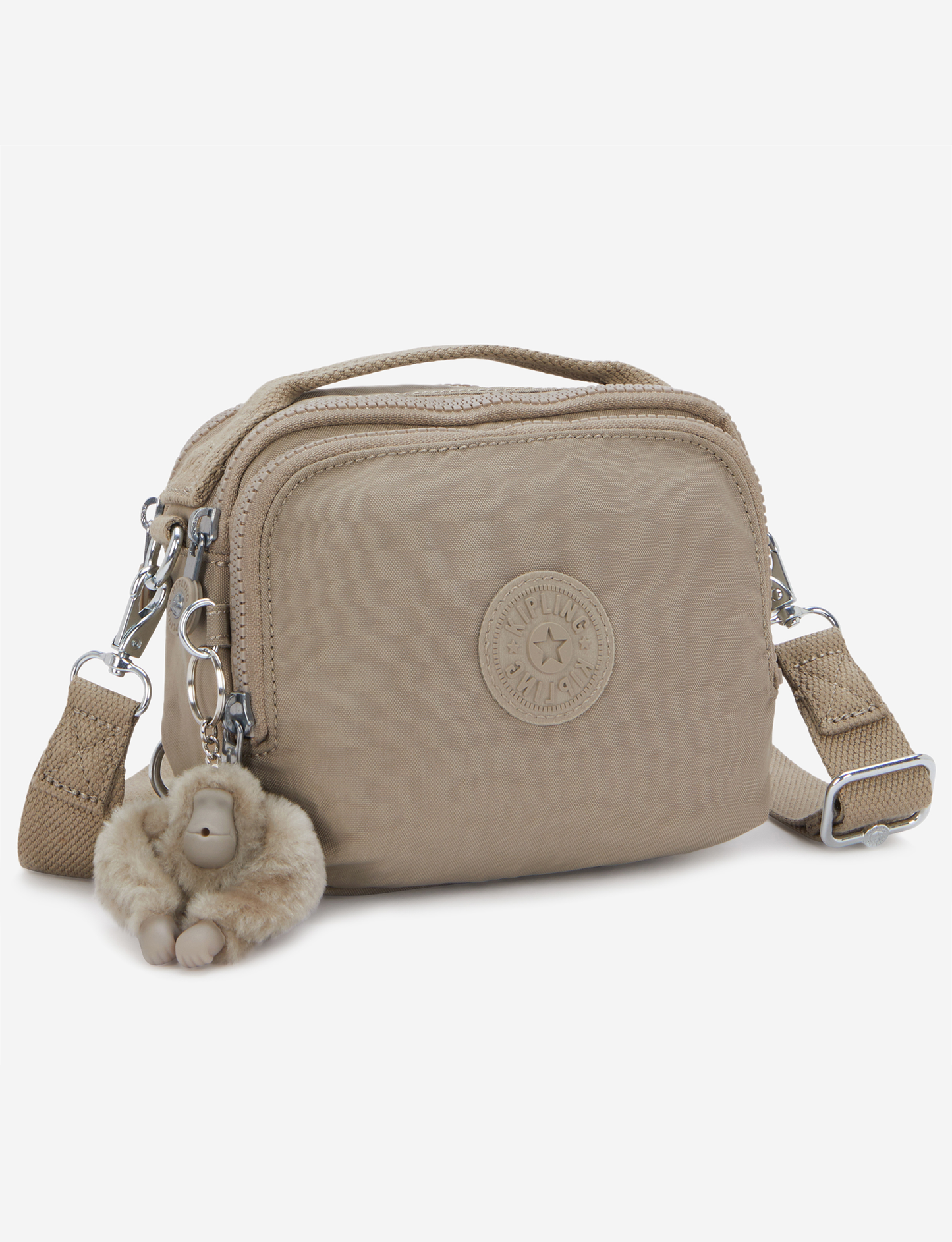 KIPLING Cahir Soft Taupe حقيبة كروسبودي صغيرة (قابلة للتحويل إلى حقيبة ظهر) I8061-4PW