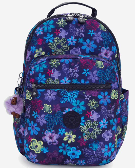 Kipling  Seoul College Extra Dark Flwr Stamp Large Backpack with Laptop Compartment I6101-4FM
