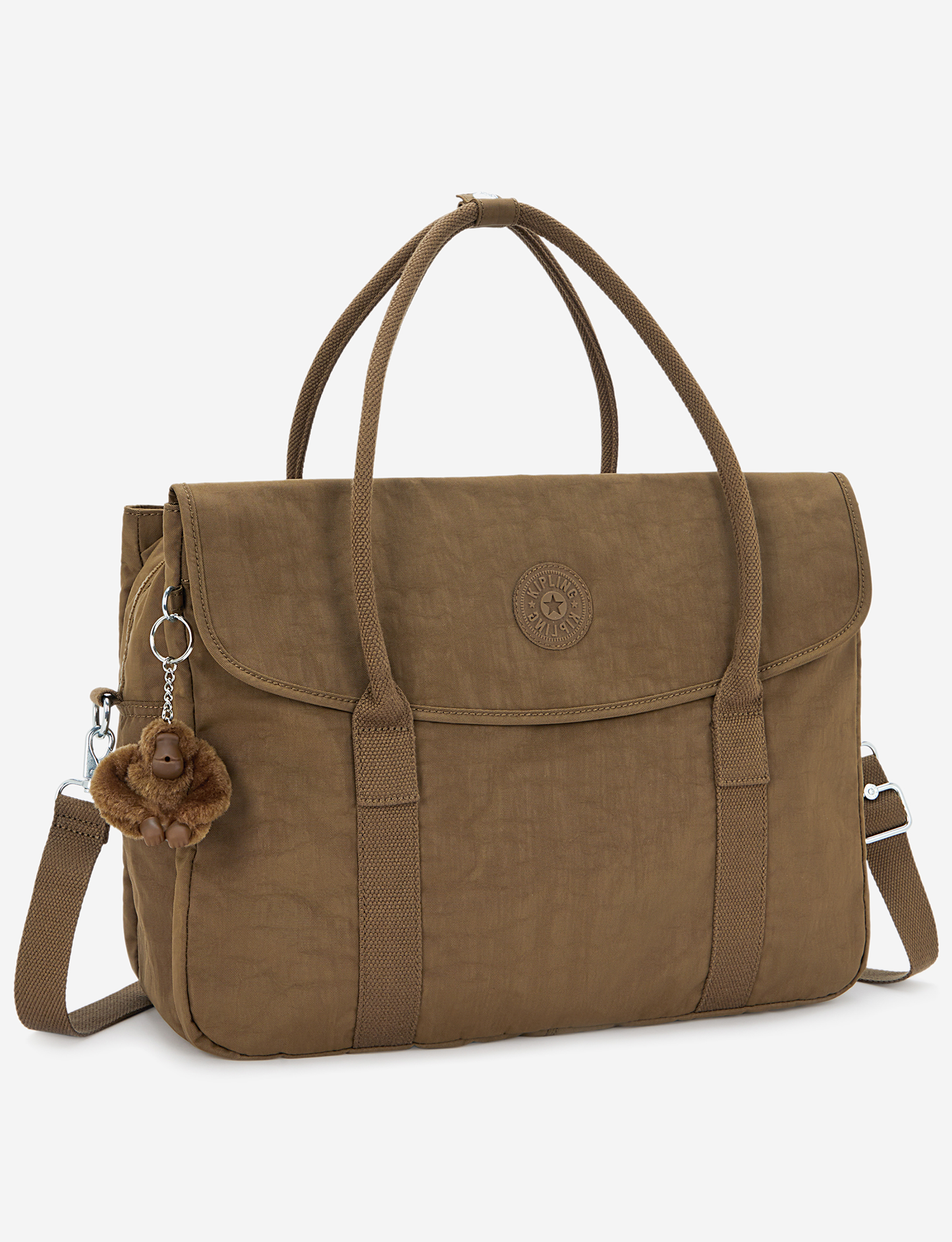KIPLING حقيبة عامل سوبر Smooth Khaki للعمل (مع حزام كتف قابل للإزالة) I4444-1NA